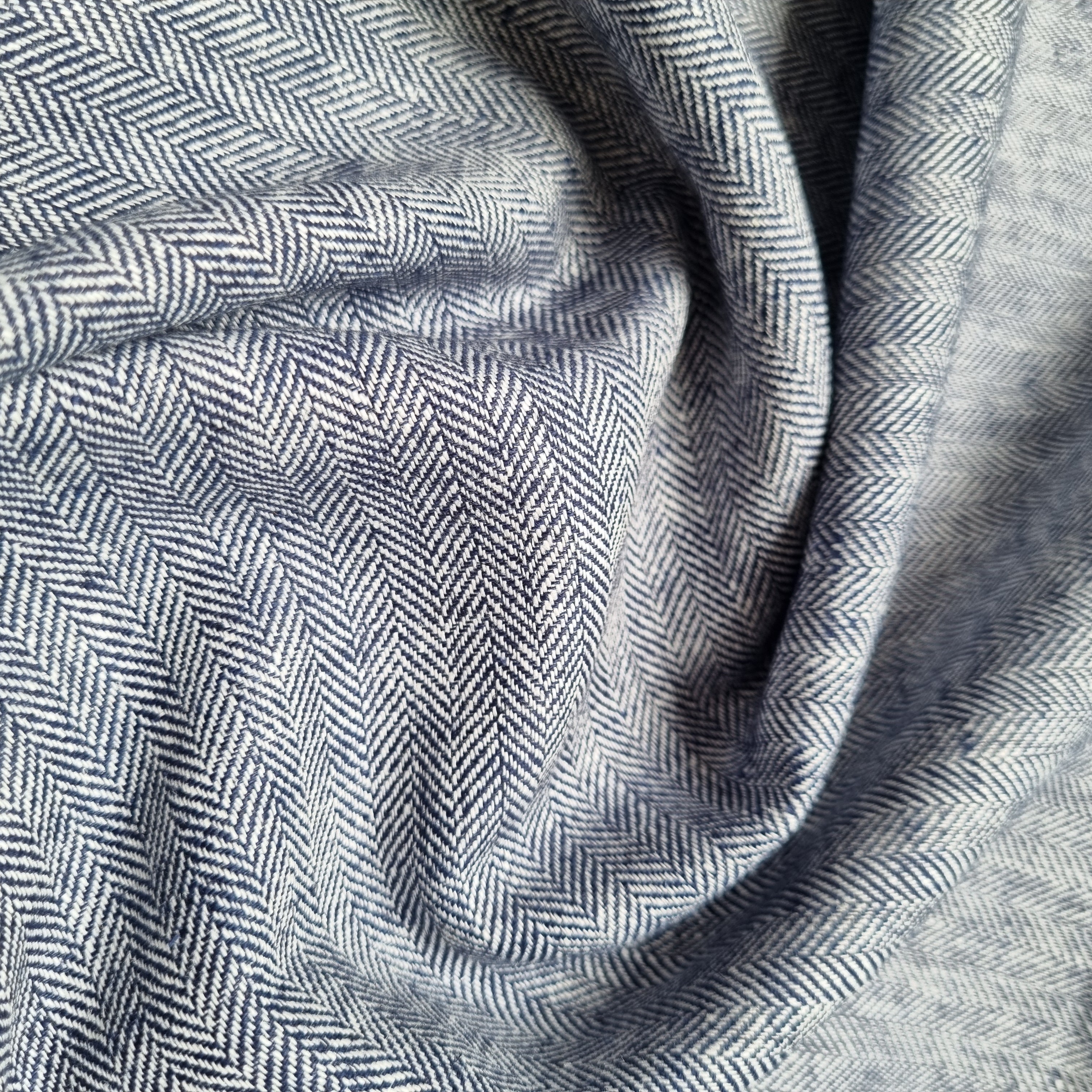 Baumwollleinen Fischgrat div. Farben Webstoff, neu Hemmers Itex jeansblau Malu - Stoffhaus