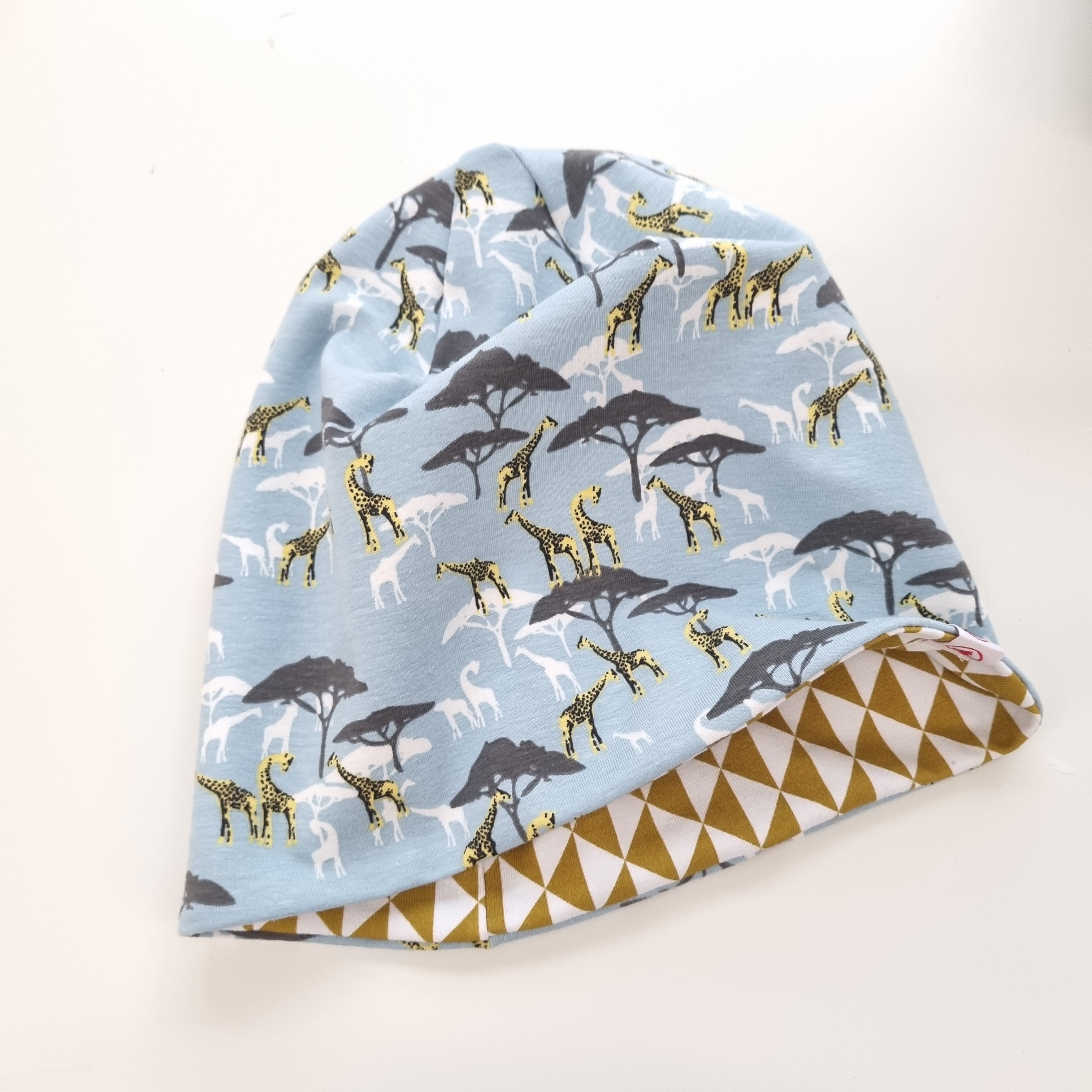Beanie und EHalssocke zum Wenden mit Giraffenmuster Ferienkinder Malu - Stoffhaus