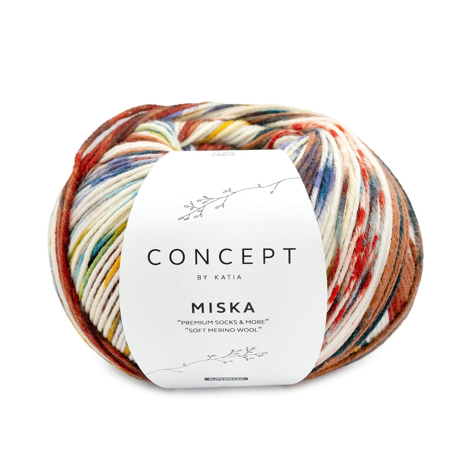 Bedruckte Sockenwolle Miska Wolle Katia blau-camel-ocker 103 Malu - Stoffhaus
