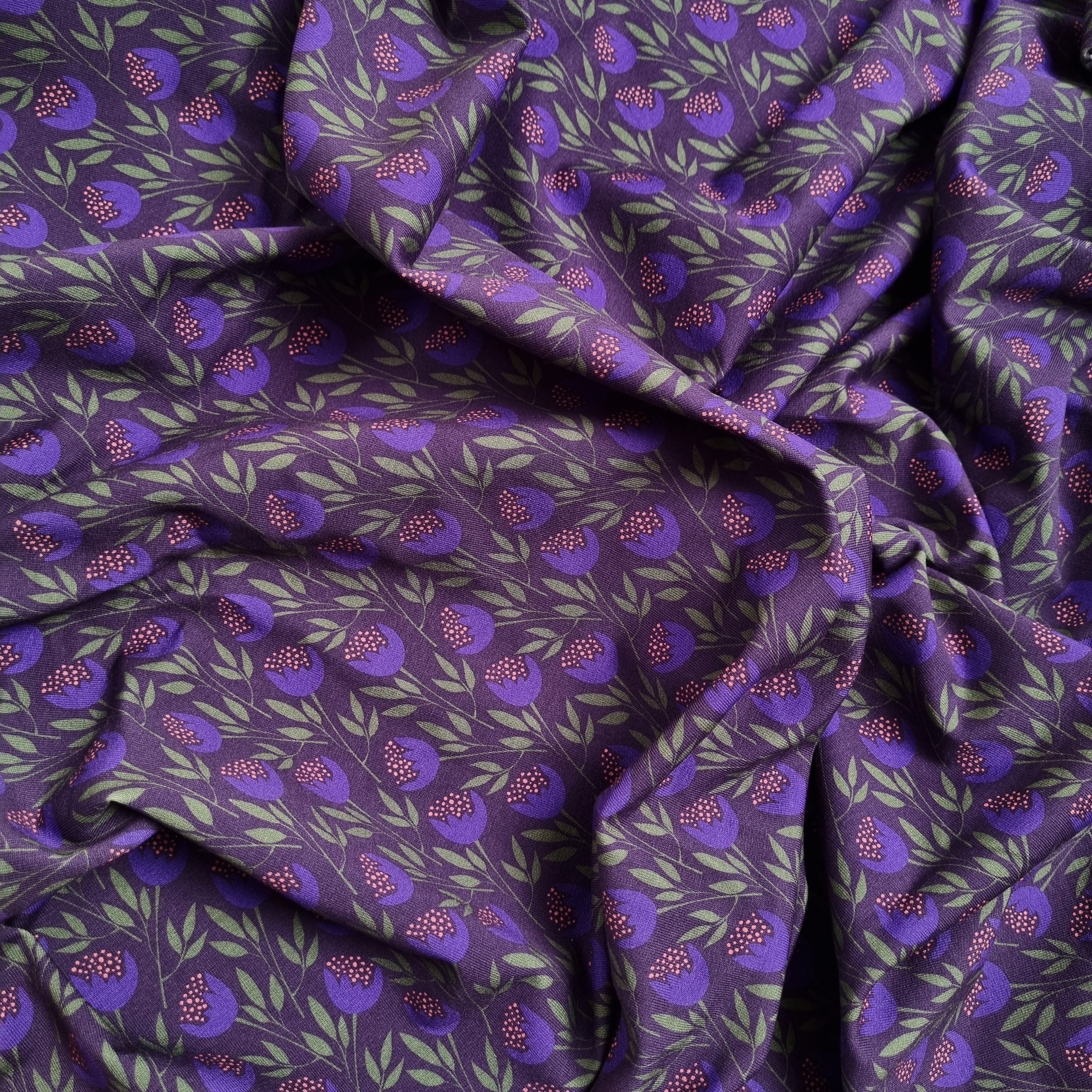 Blaubeerblüte French Terry French Terry, neu Malu Stoffhaus - Nähschule - Atelier Malu - Stoffhaus