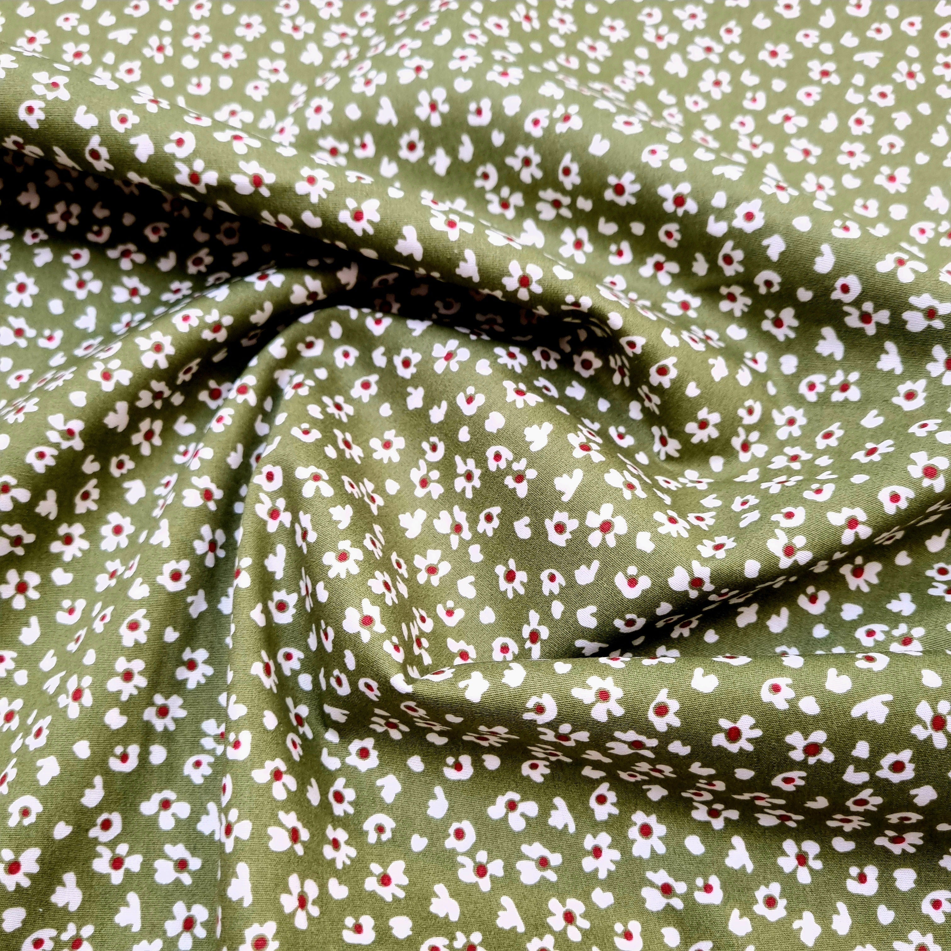 Blümchenpopeline grün Webstoff Hemmers Itex Malu - Stoffhaus