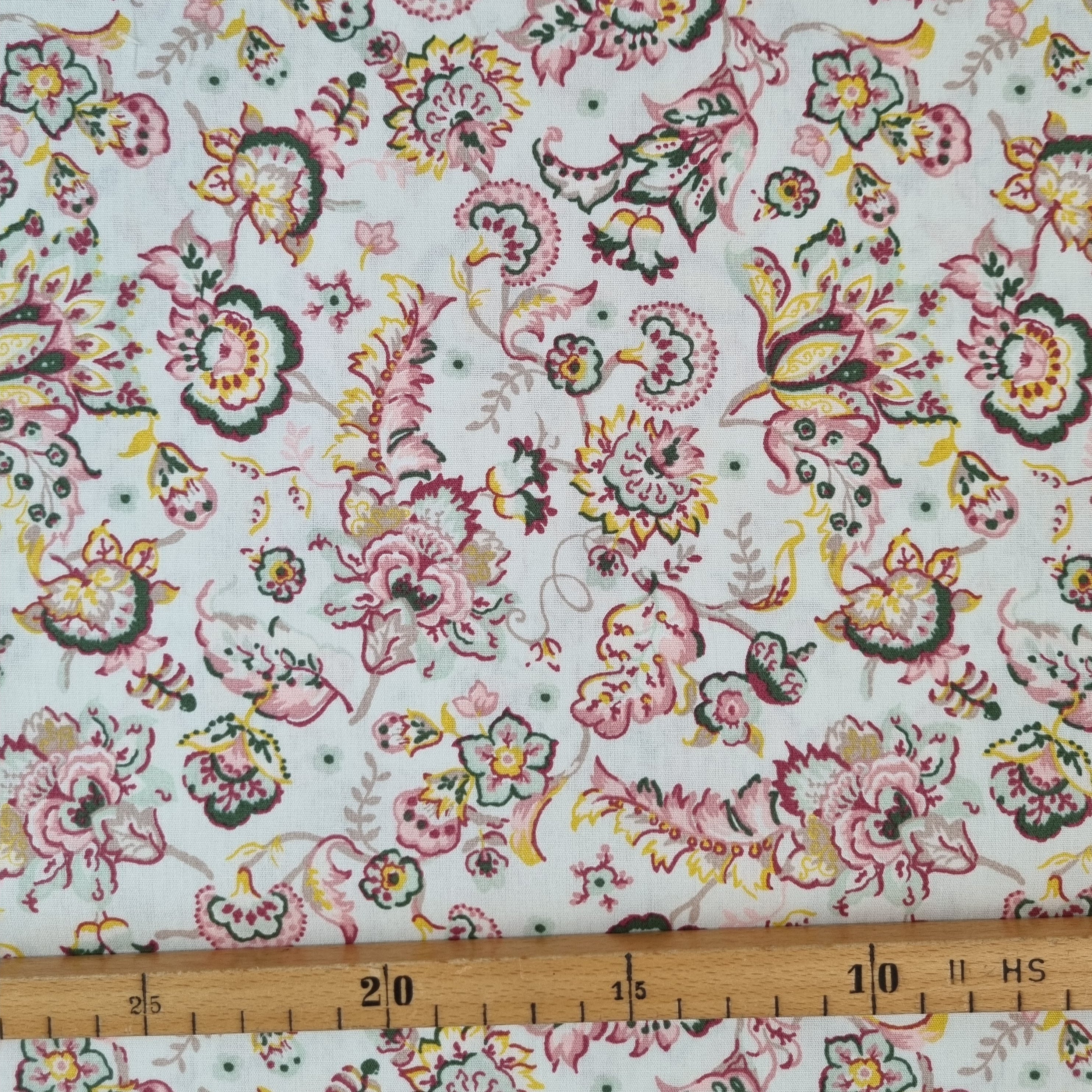 Blumen und Paisley Webstoff Malu Stoffhaus hellrosa Malu - Stoffhaus