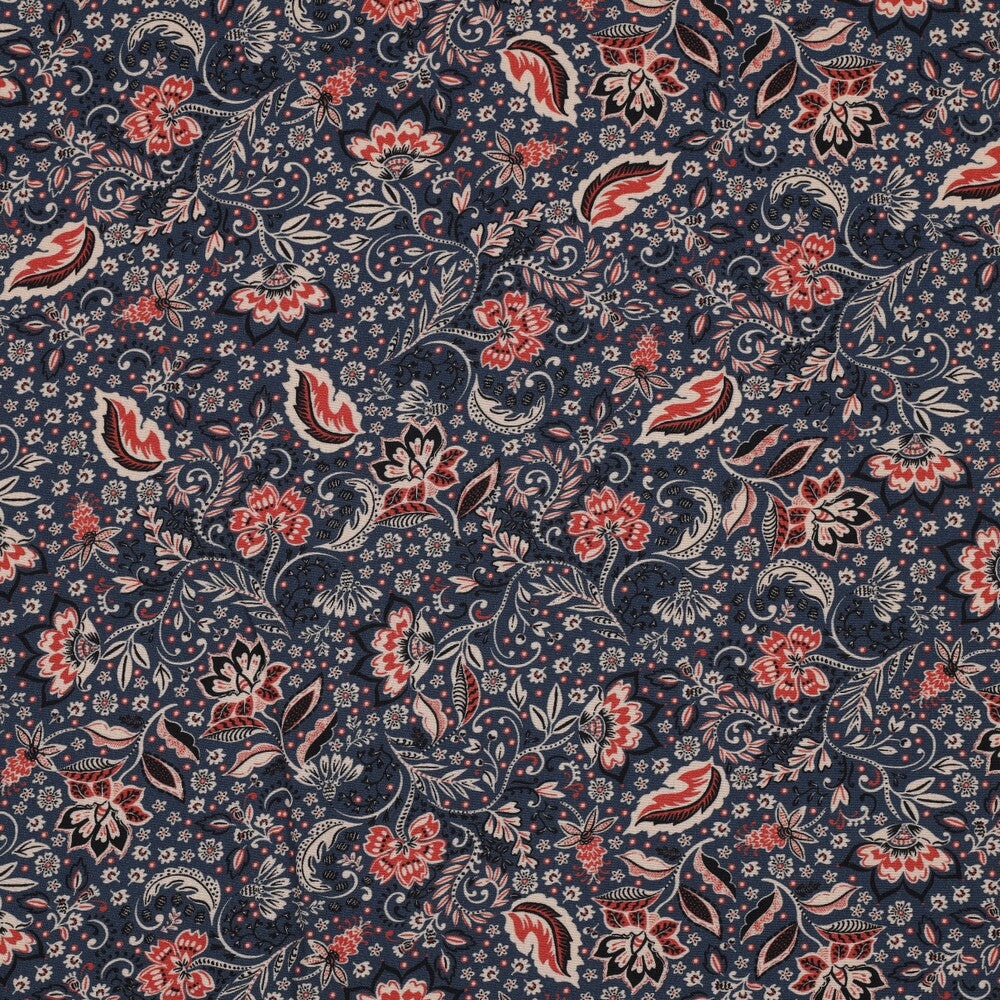 Blumendruck auf elastischer Viskose Viskosewebstoff, neu Malu Stoffhaus navy Malu - Stoffhaus
