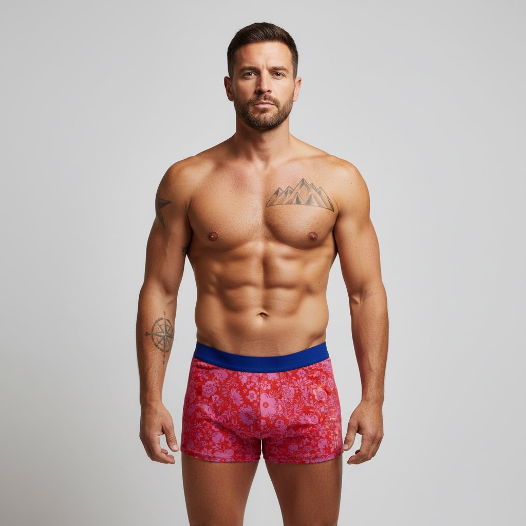 Boxershorts Blüten rot/pink Boxershort Noi per Noi Malu - Stoffhaus