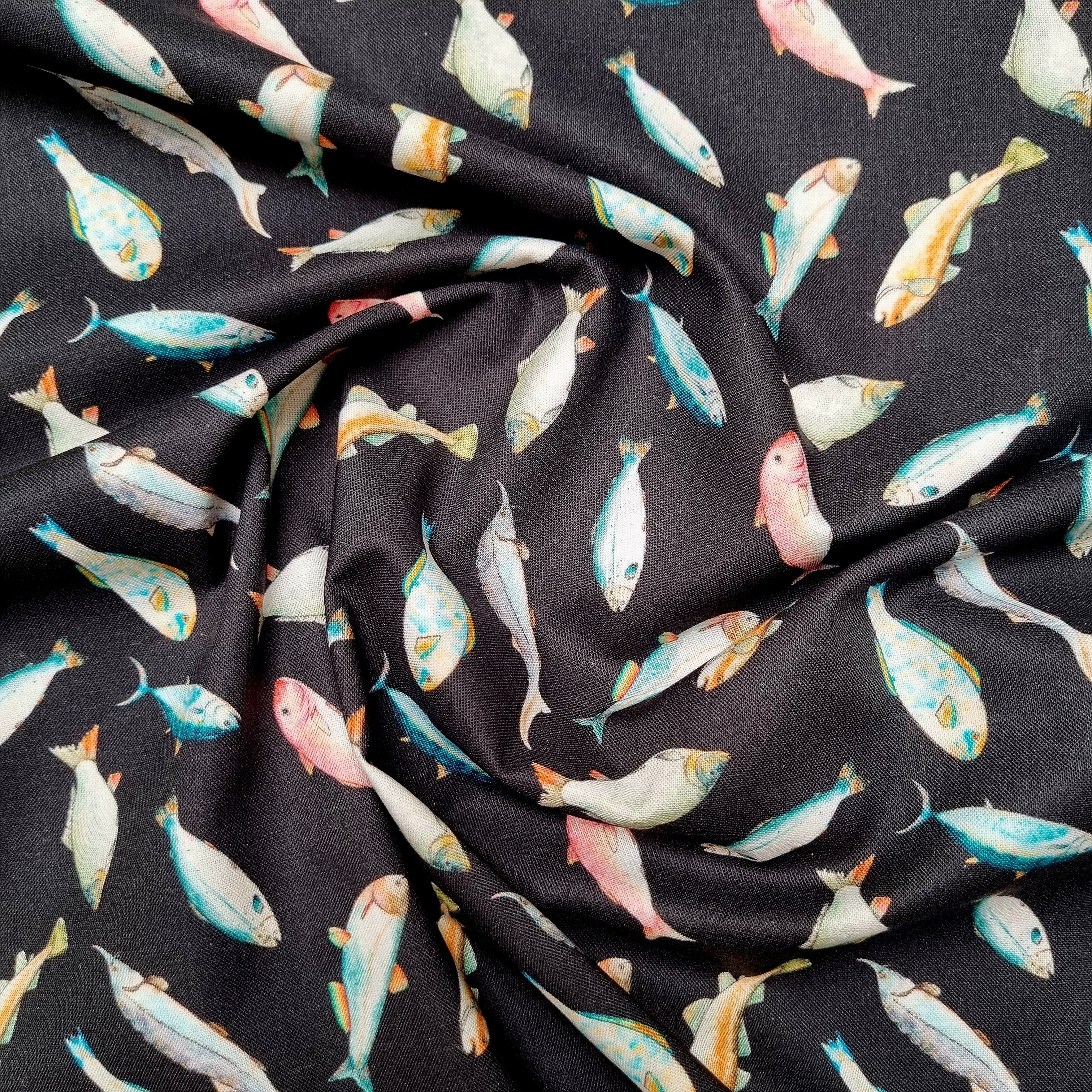 bunte Fische Baumwollwebstoff Webstoff, neu Malu Stoffhaus Malu - Stoffhaus