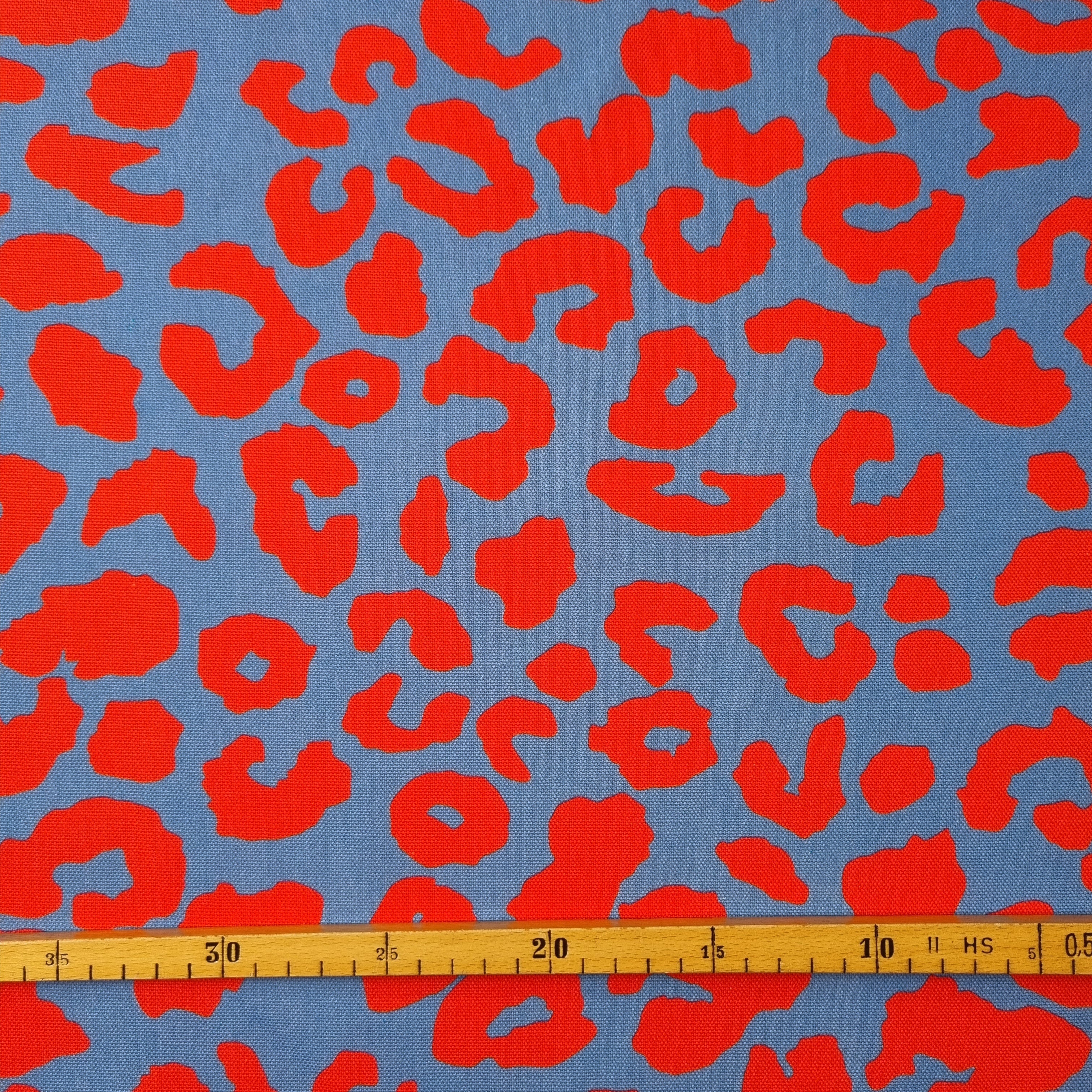 Canvas Leoprint rot/blau Canvas PS Fashionfabrics Malu - Stoffhaus