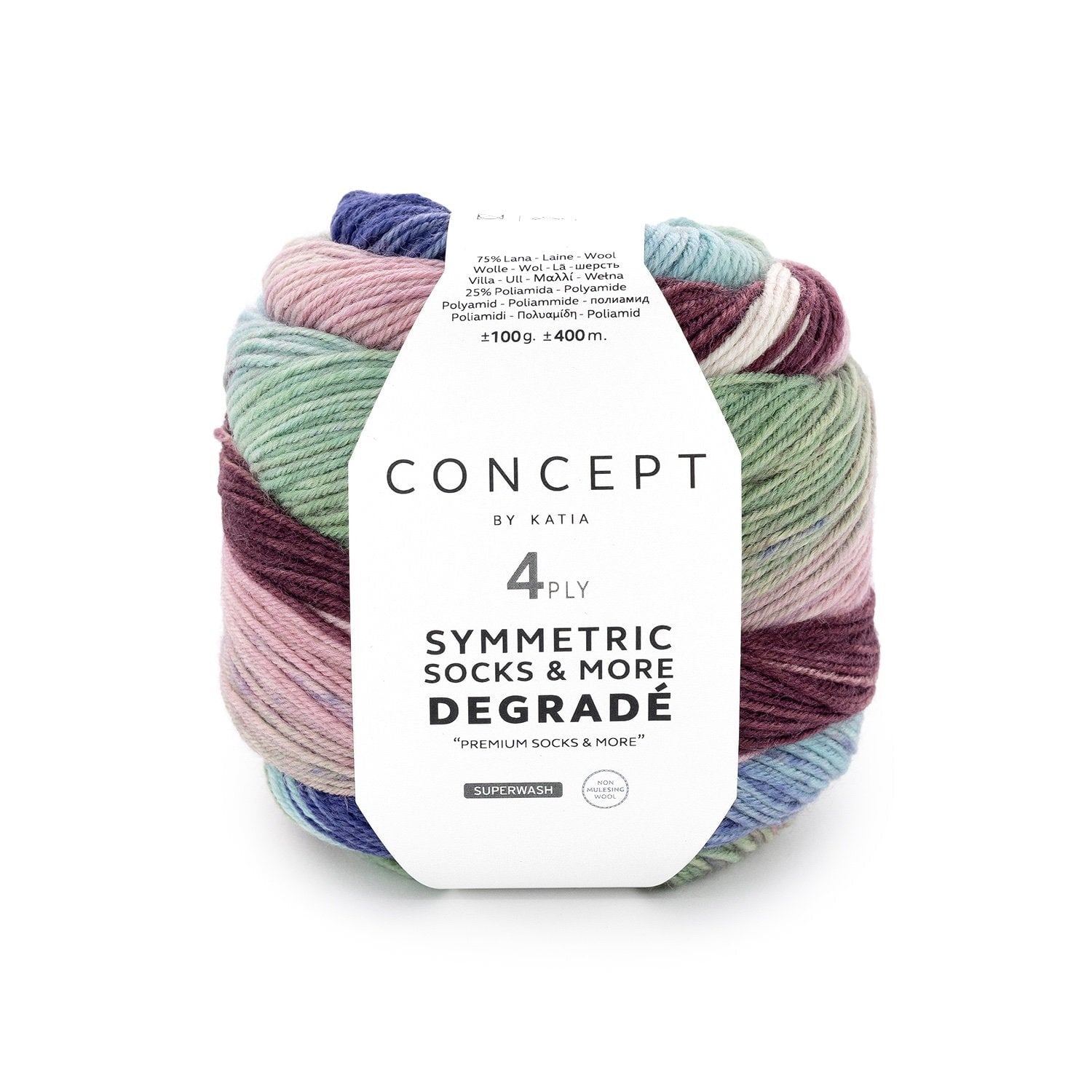 Degradé Sockenwolle Wolle Katia 82 - Rosé-Minzgrün-Blau Malu - Stoffhaus
