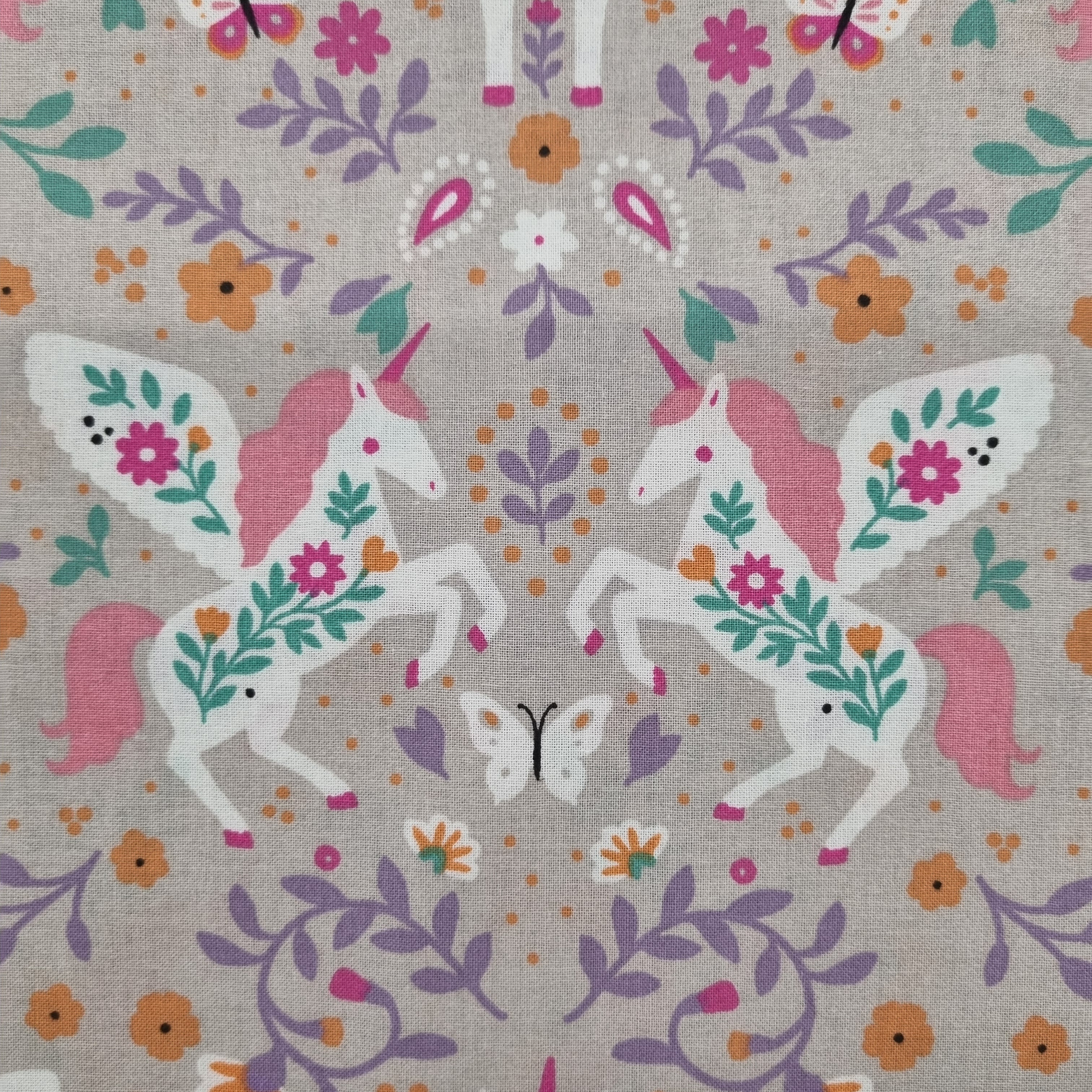 Einhornpaare auf Webstoff Viskosewebstoff, neu Domotex Malu - Stoffhaus