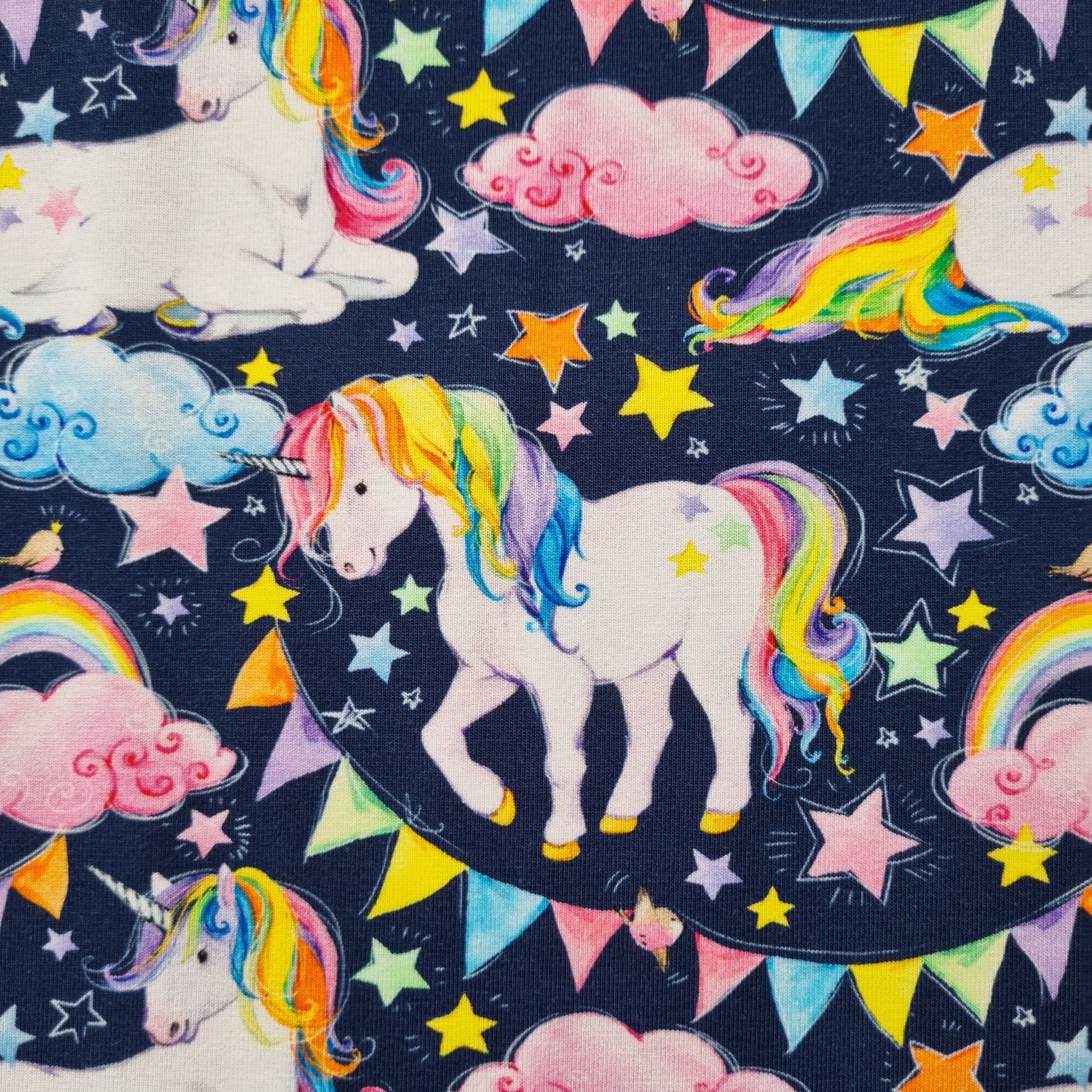 Einhornparty auf Baumwolljersey jersey, neu Swafing Malu - Stoffhaus