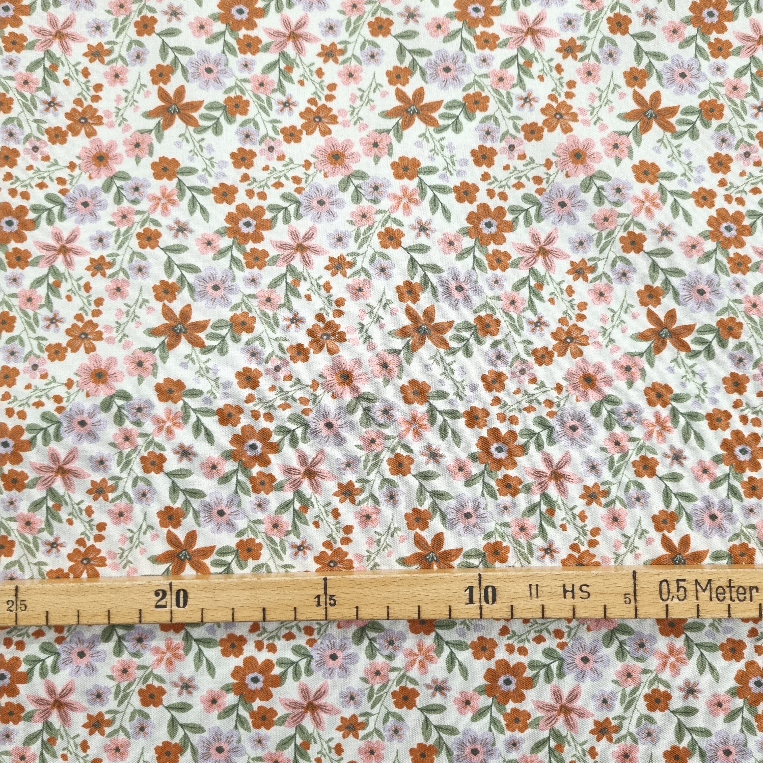 feiner Blumendruck auf weißer Popeline (GOTS) Webstoff Verhees Malu - Stoffhaus