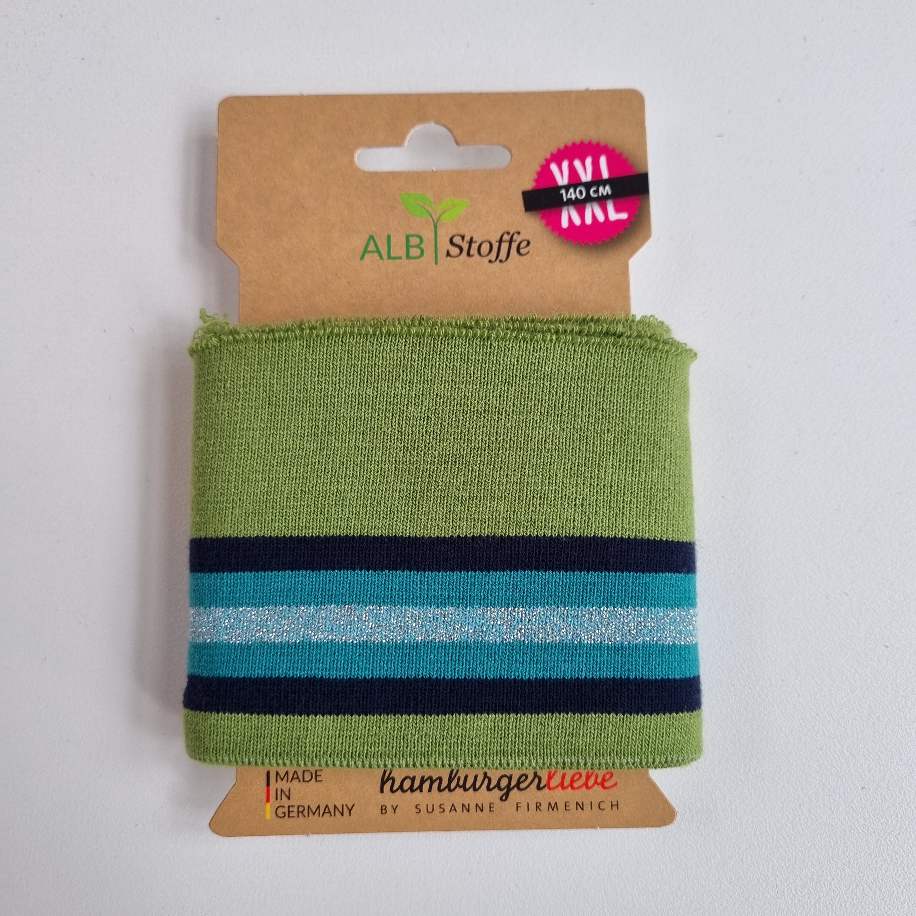 Fertigbündchen mit Glitzerstreifen Bündchen Fertigbündchen, cuffs Malu Stoffhaus - Nähschule - Atelier grün Malu - Stoffhaus