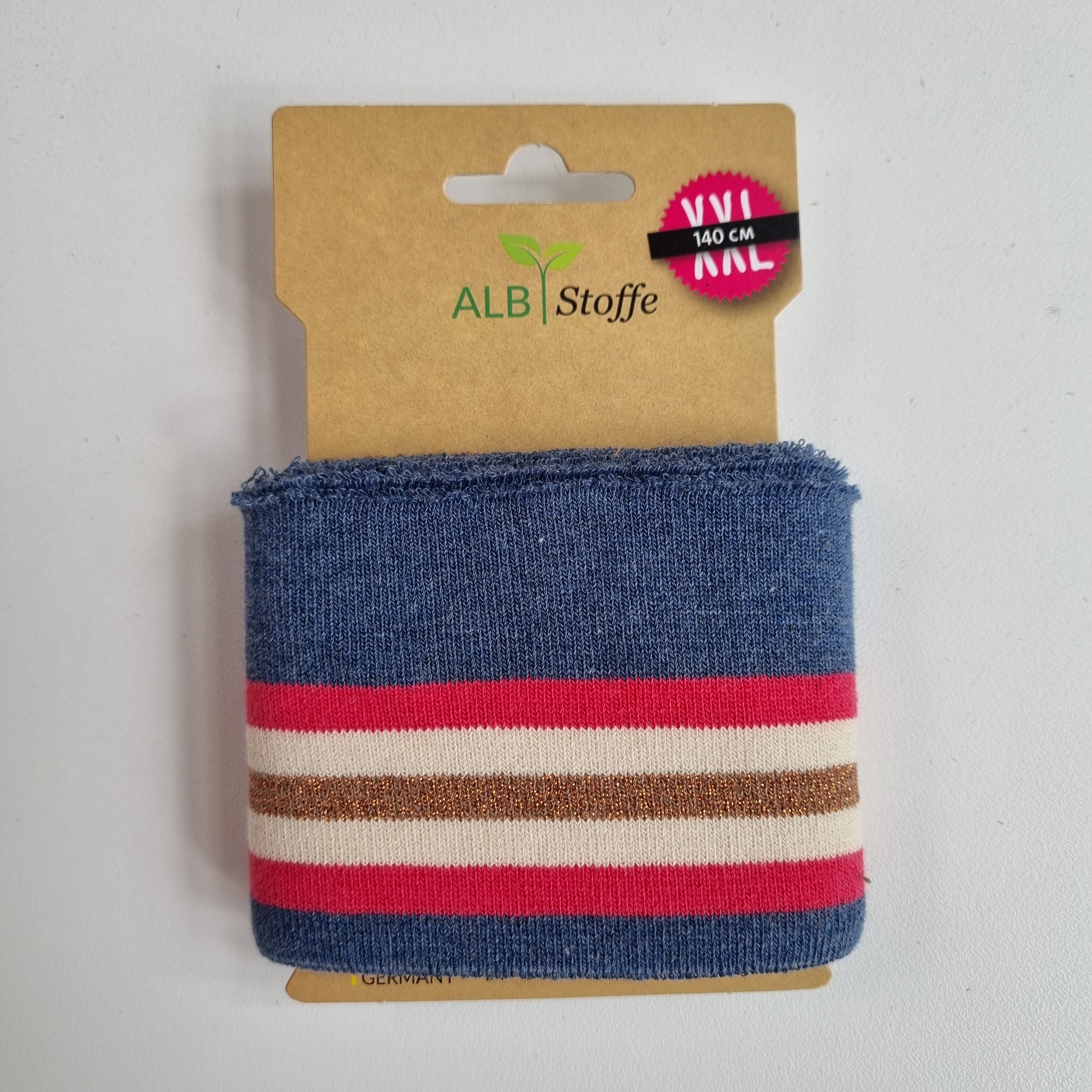 Fertigbündchen mit Glitzerstreifen Bündchen Fertigbündchen, cuffs Malu Stoffhaus - Nähschule - Atelier jeansblau Malu - Stoffhaus