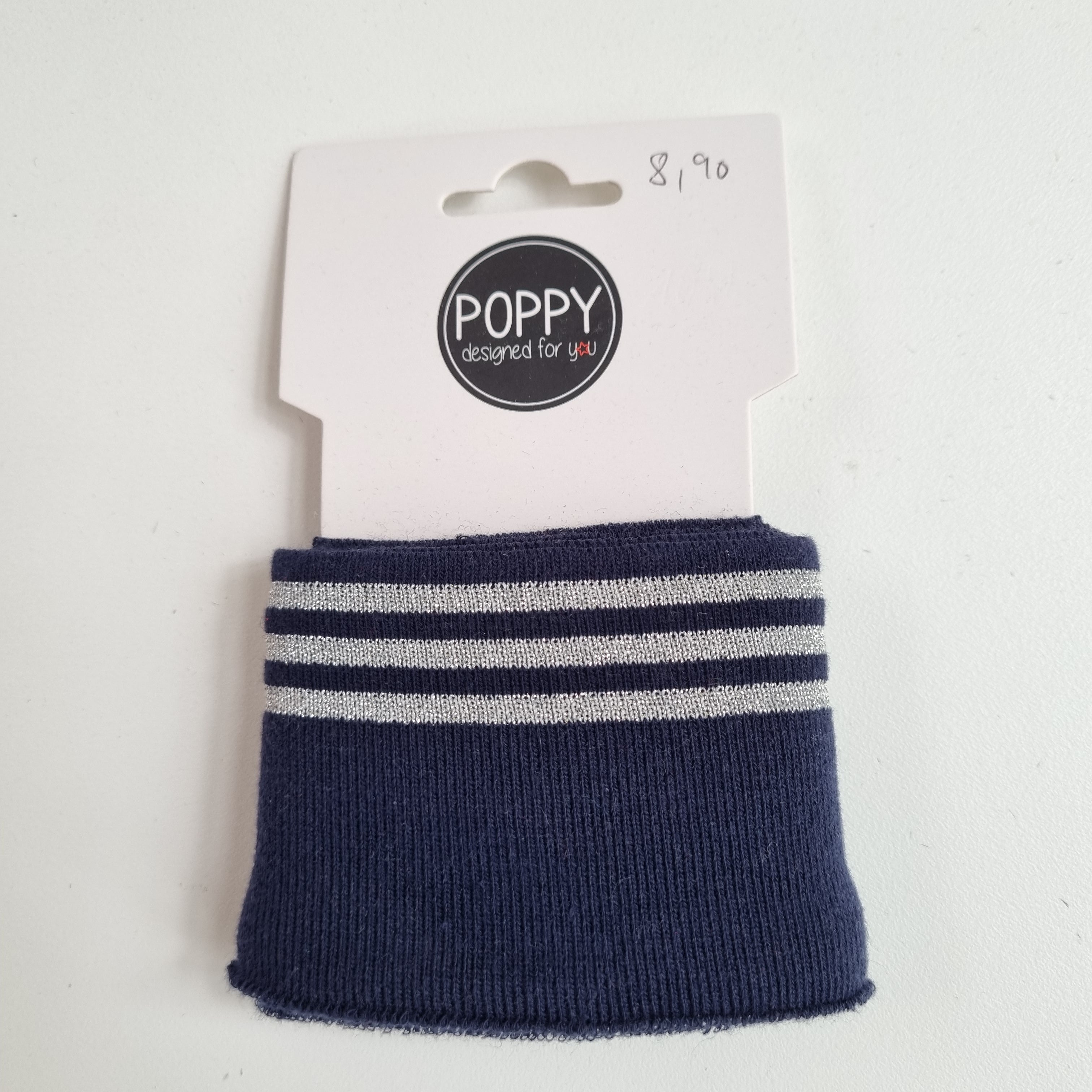Fertigbündchen mit Lurexstreifen viele Farben Bündchen Fertigbündchen, cuffs Malu Stoffhaus navy silber Malu - Stoffhaus