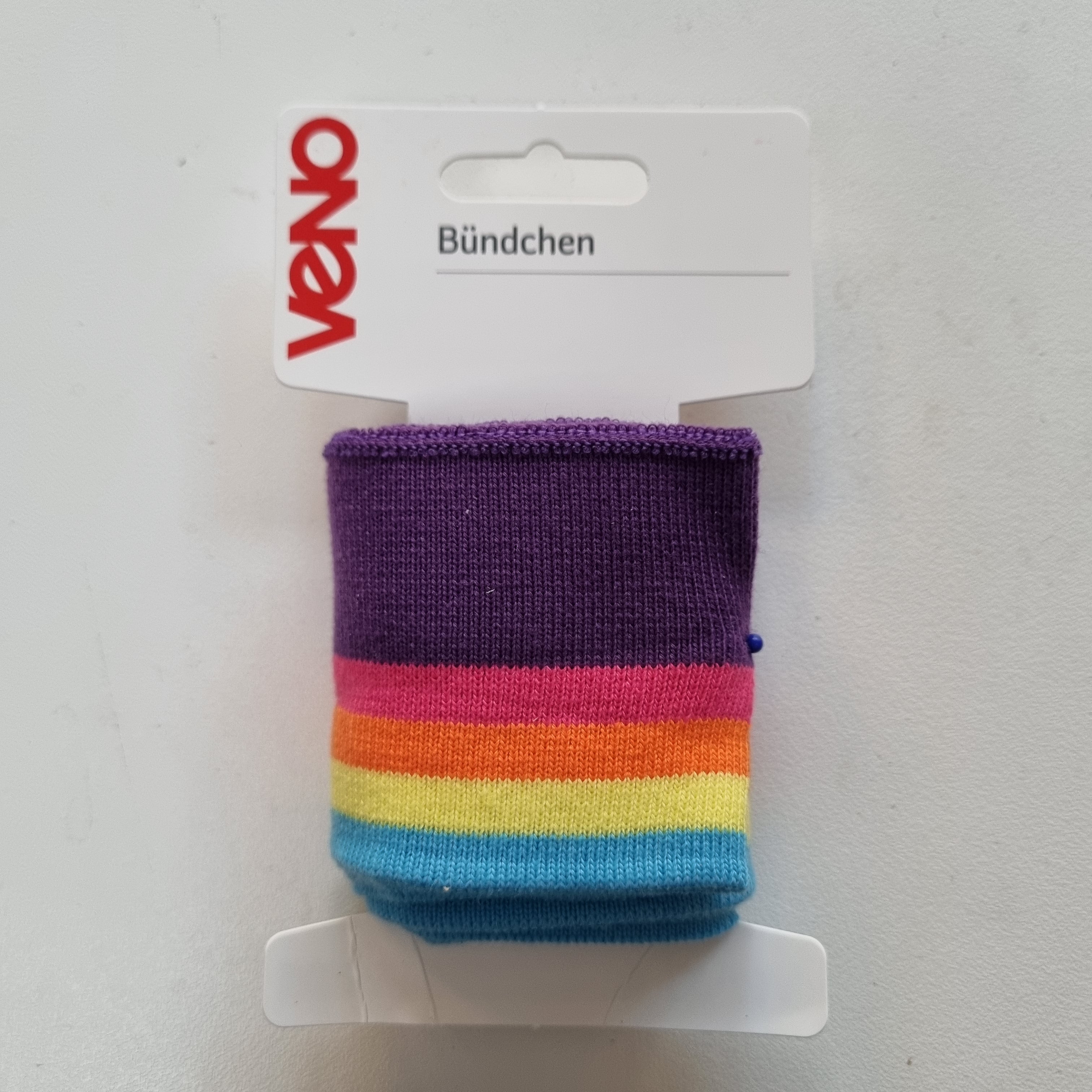 Fertigbündchen mit Streifen Regenbogen/lila Bündchen Fertigbündchen, cuffs VENO Malu - Stoffhaus