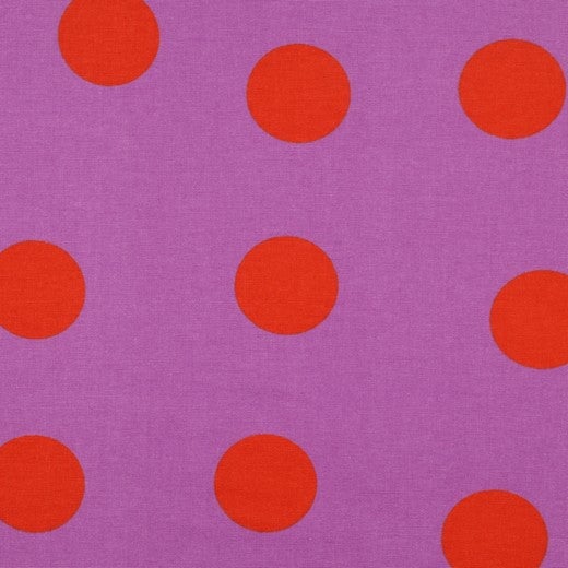 Flanell große Punkte Viskosewebstoff, neu Malu Stoffhaus flieder/orange Malu - Stoffhaus