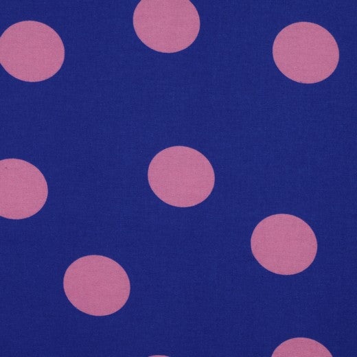 Flanell große Punkte Viskosewebstoff, neu Malu Stoffhaus royalblau/rosa Malu - Stoffhaus