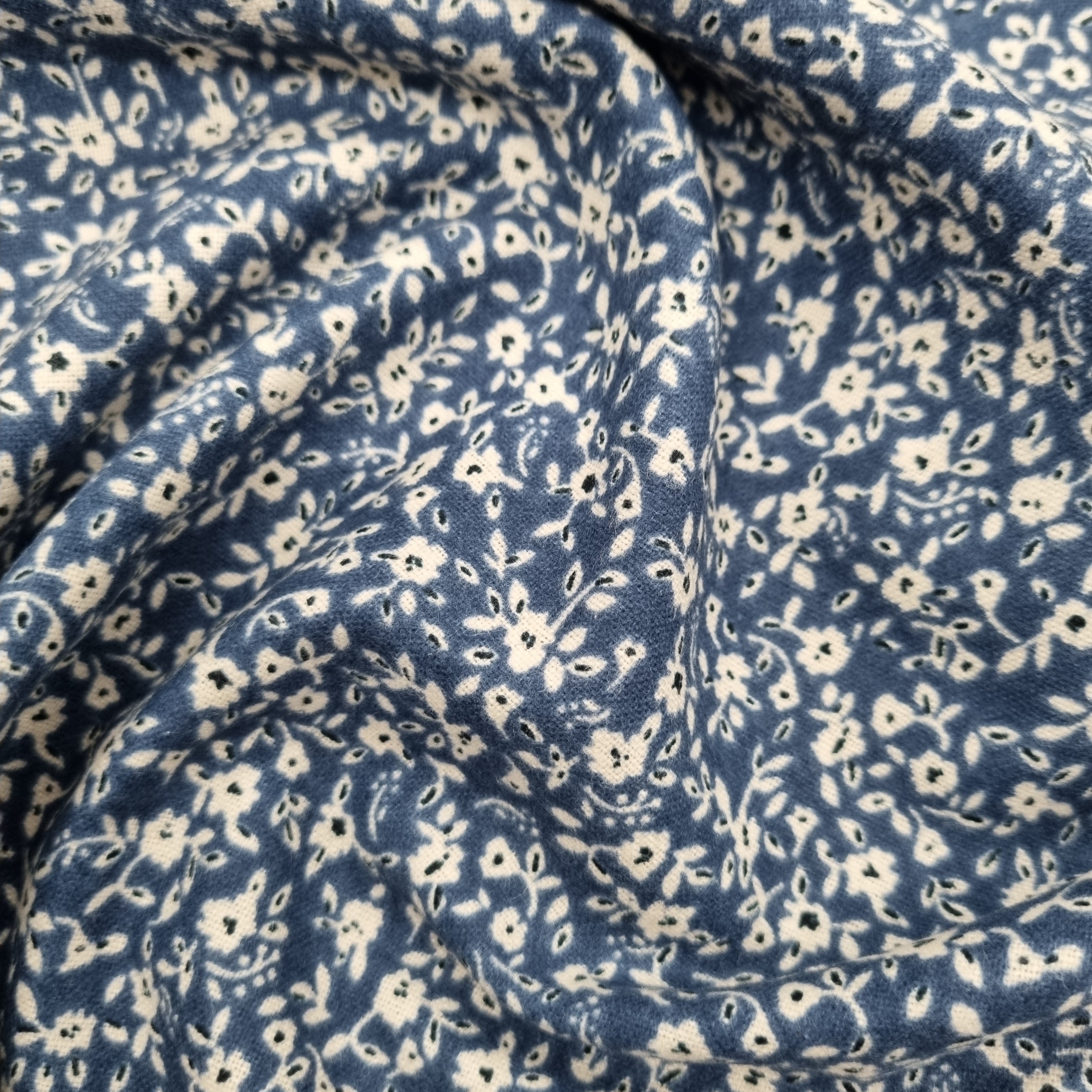 Flanell mille fleur blau Viskosewebstoff, neu Malu Stoffhaus Malu - Stoffhaus