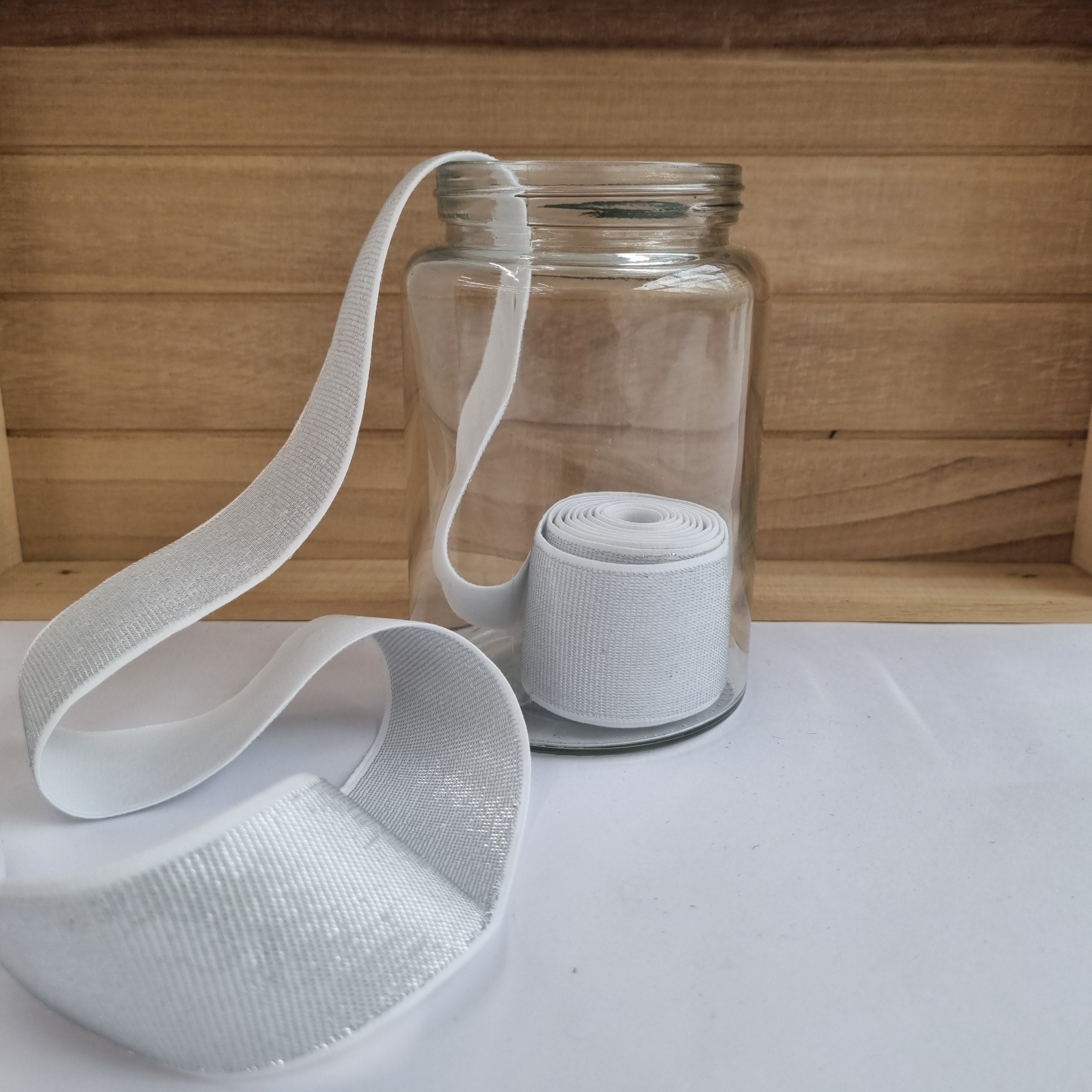 Glitzergummiband 40mm div. Farben Band elastisch Veno weiß/silber Malu - Stoffhaus