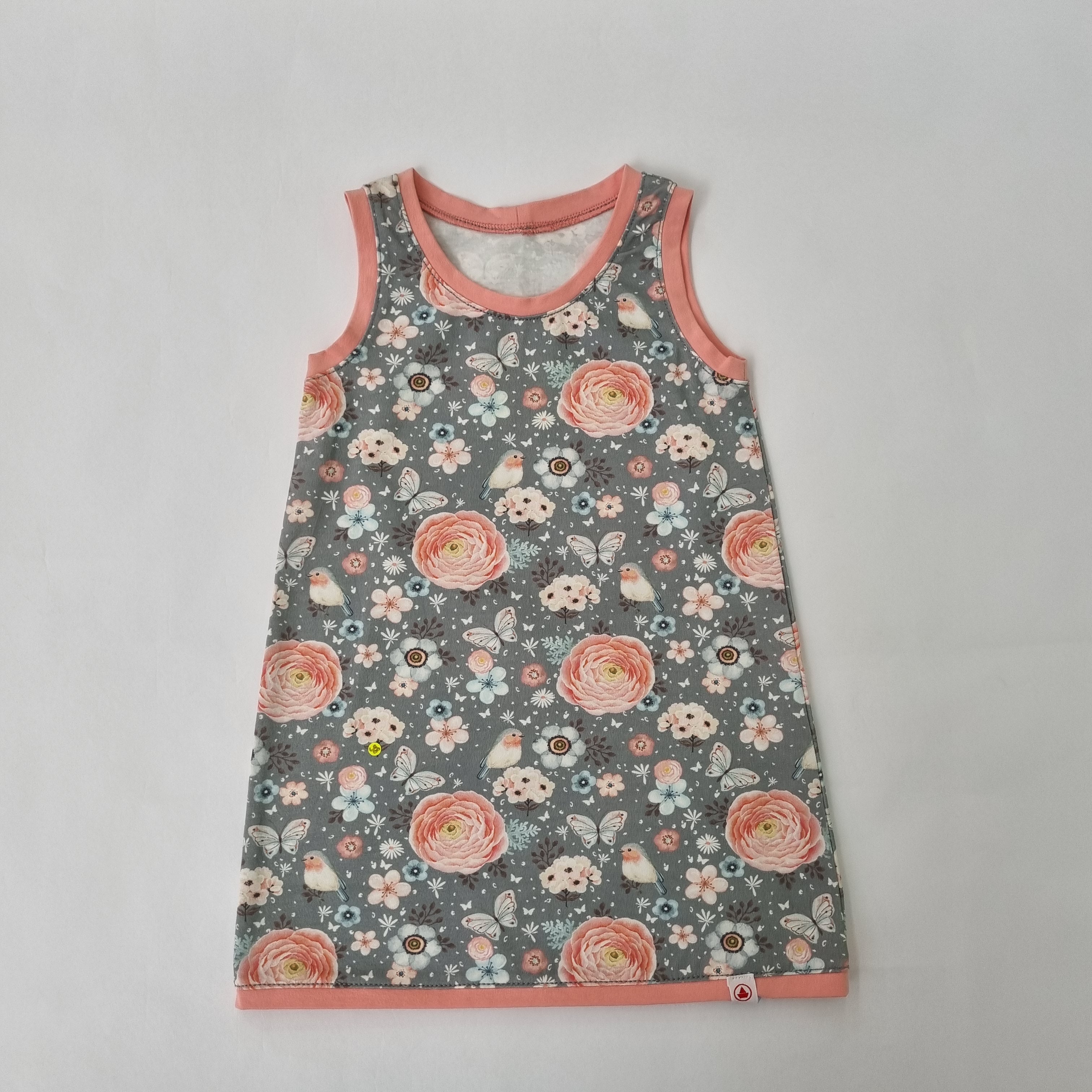 Hängerchen "Alma" Blumen grau Kleider Ferienkinder Malu - Stoffhaus