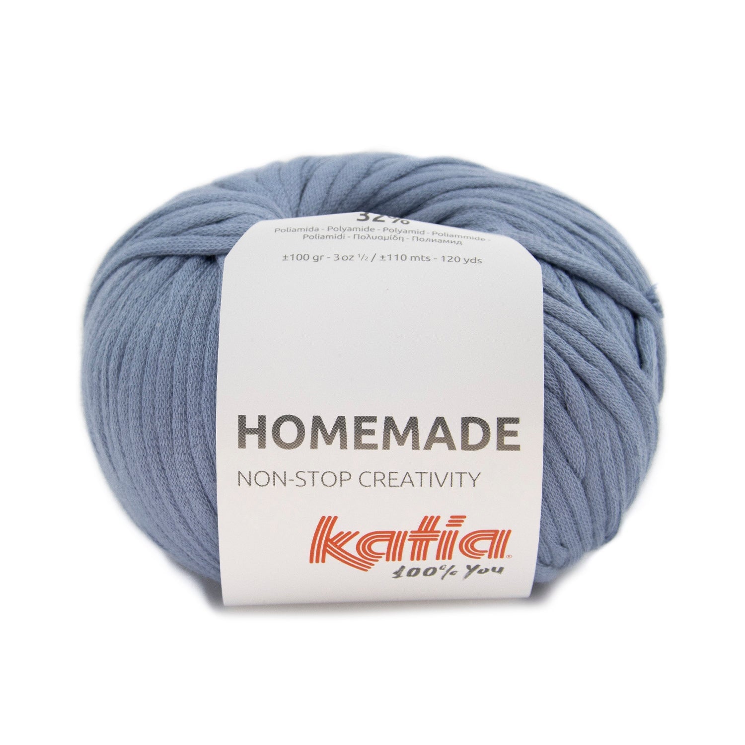 HOMEMADE Bändchengarn für Anfänger Wolle Katia blau 105 Malu - Stoffhaus