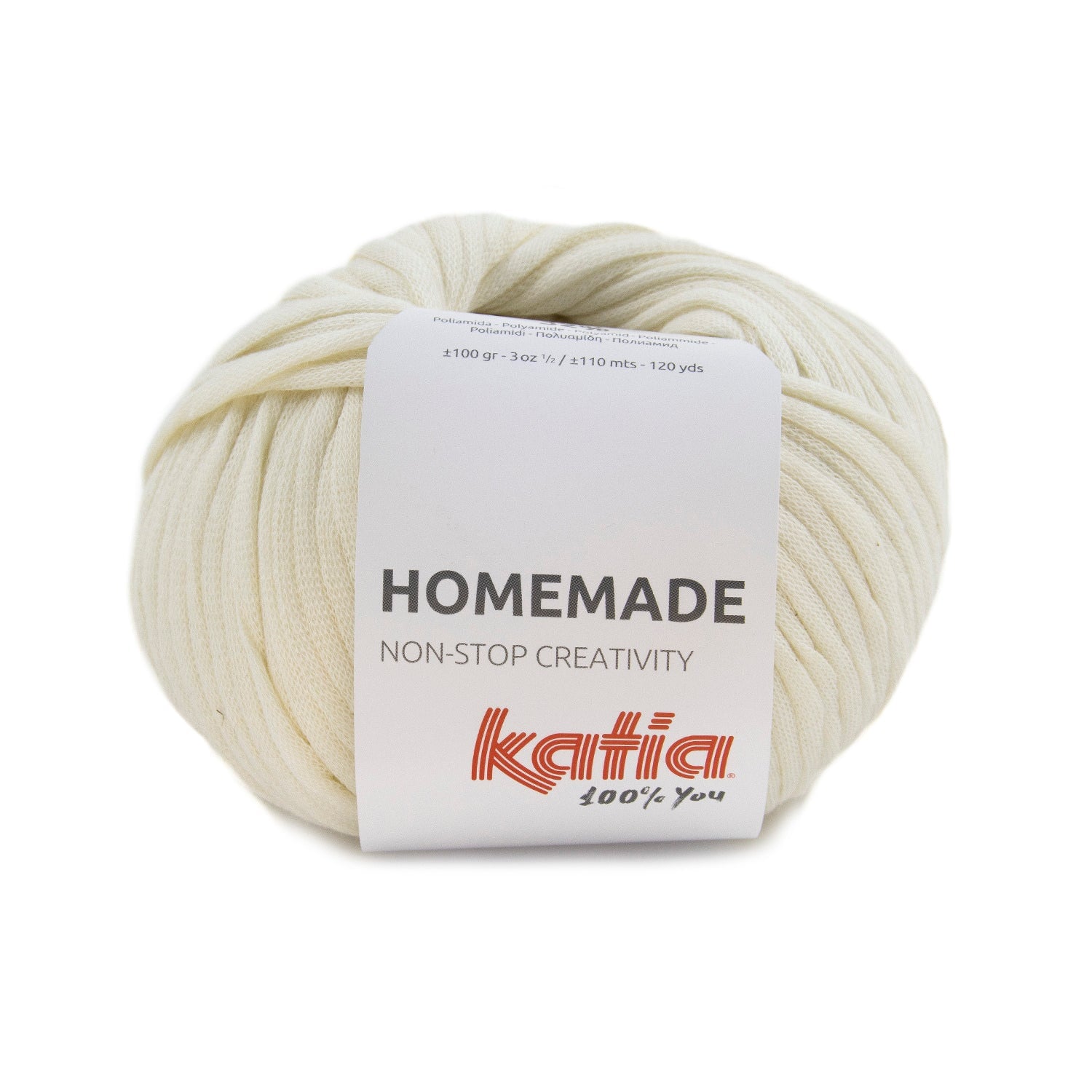 HOMEMADE Bändchengarn für Anfänger Wolle Katia naturweiß 100 Malu - Stoffhaus