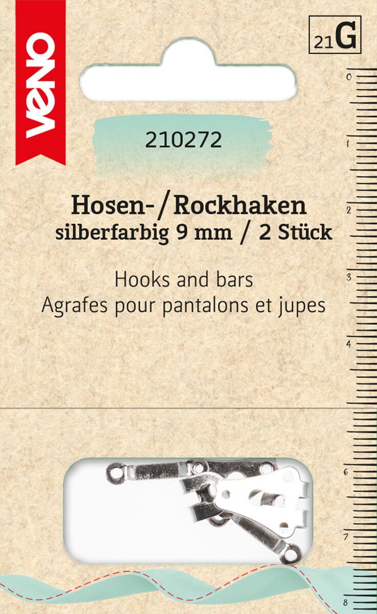 Hosen/Rockhaken und Stege 9mm Veno Kurzware VENO Malu - Stoffhaus