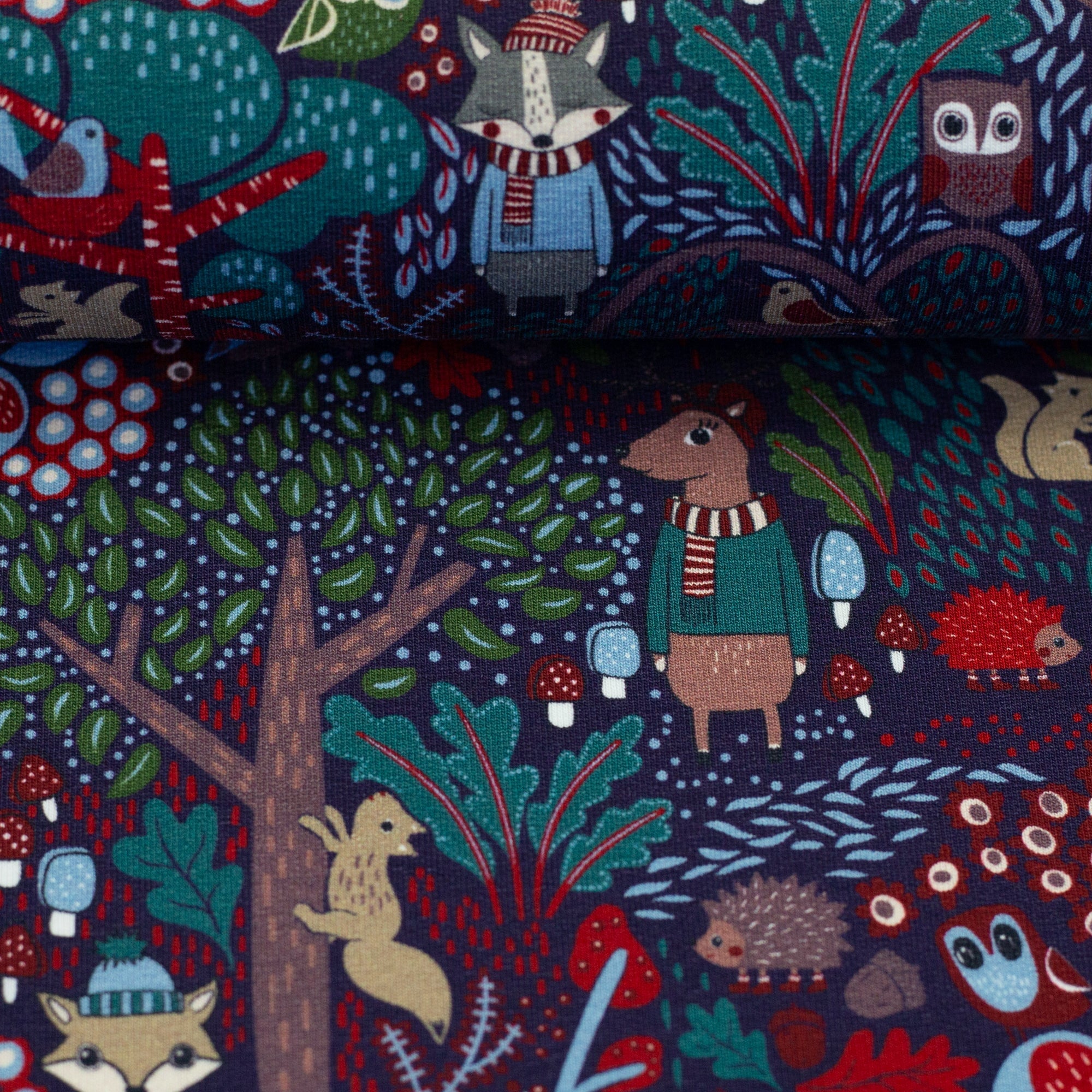 into the woods French Terry HW 2025 jersey, neu Malu Stoffhaus - Nähschule - Atelier Malu - Stoffhaus
