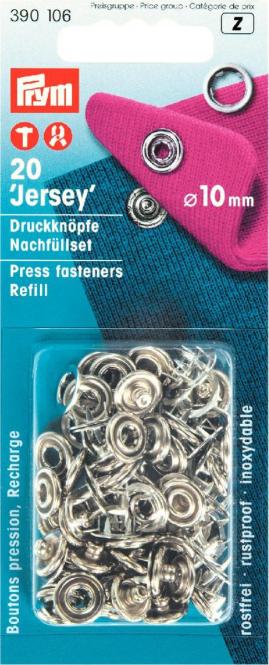 Jerseydruckknopf 10mm silber Nachfüllpackung Kurzware neu Veno Malu - Stoffhaus