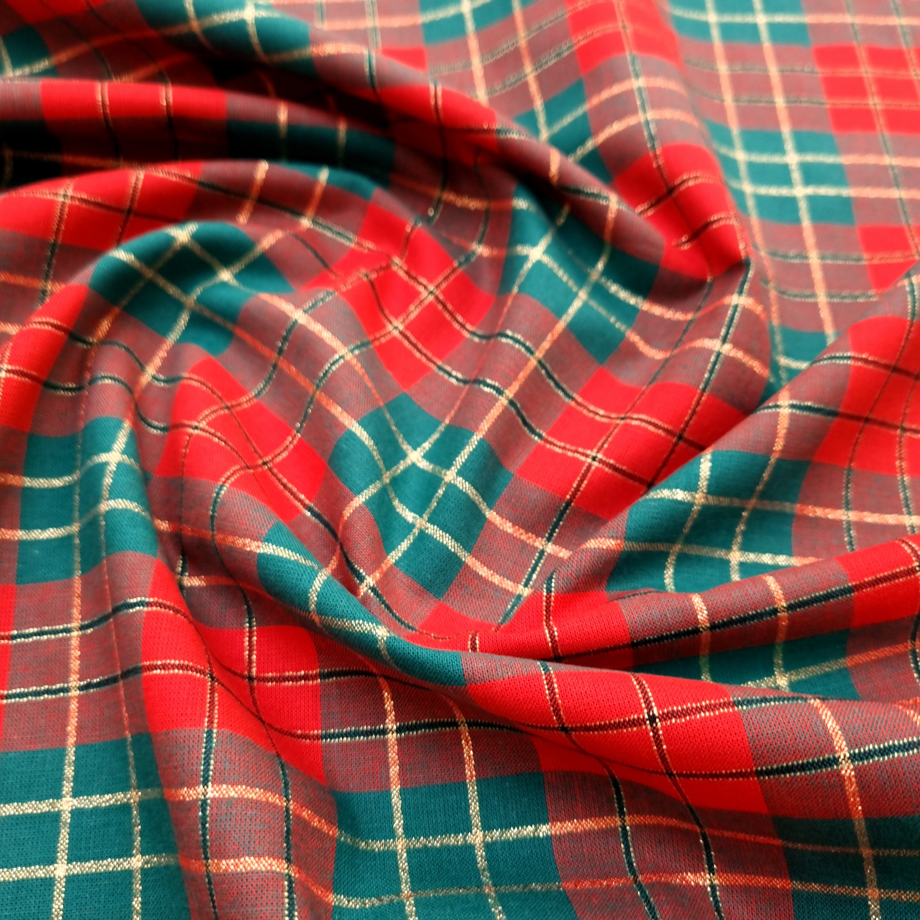 Karo groß rotgrüngold Webstoff Hemmers Itex Malu - Stoffhaus