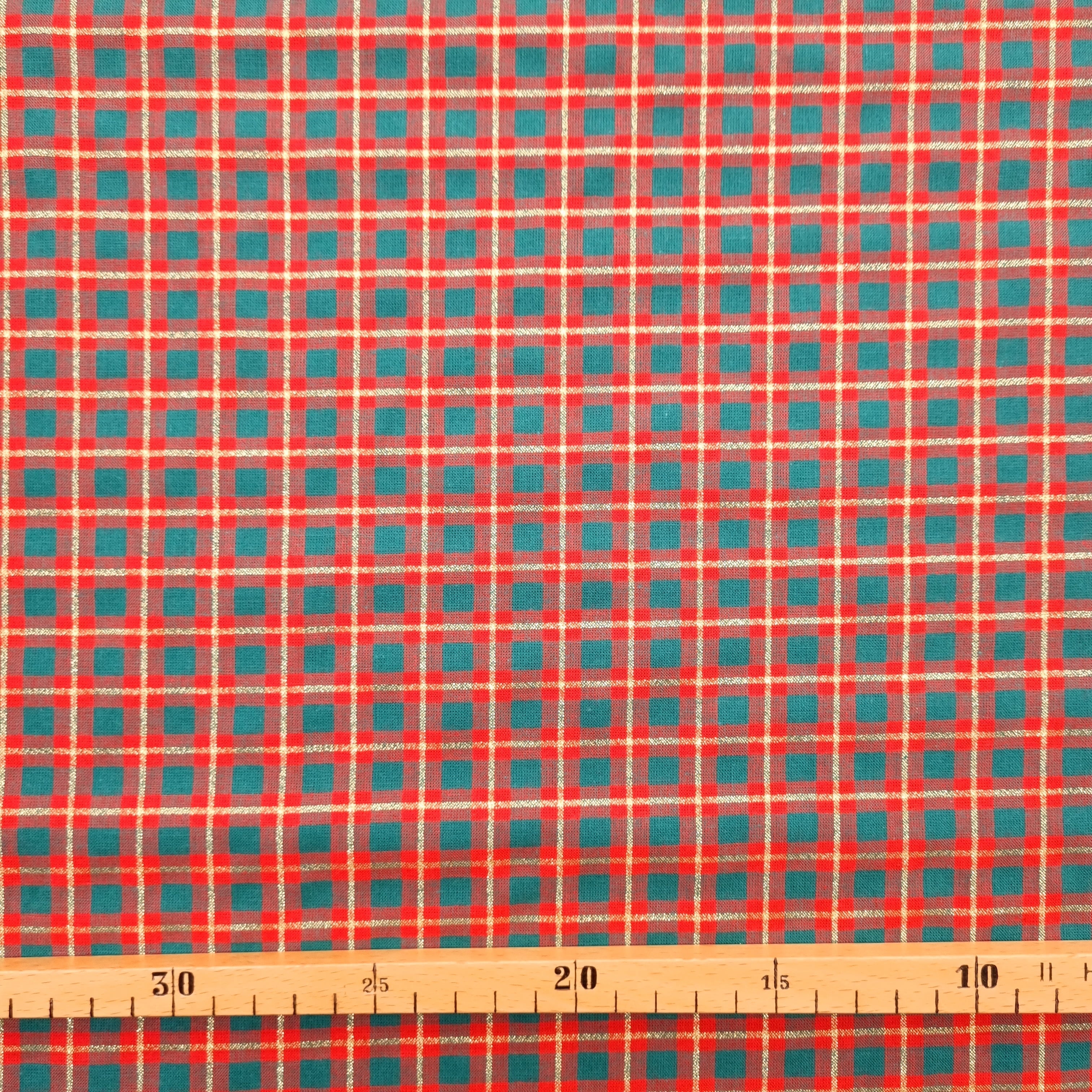 Karo klein rotgrüngold Webstoff Hemmers Itex Malu - Stoffhaus