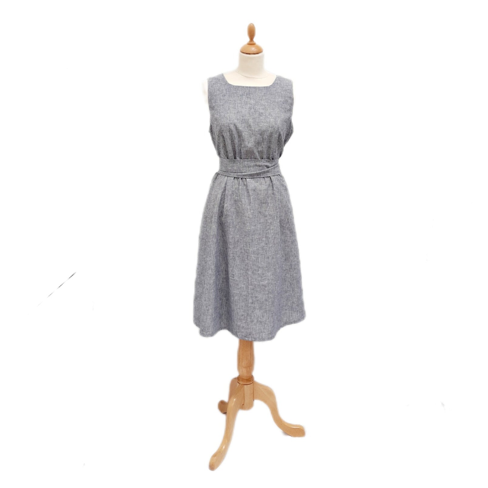 Kleid Vento feine Streifen Kleider Ferienkinder 36 hellblau/weiss Malu - Stoffhaus
