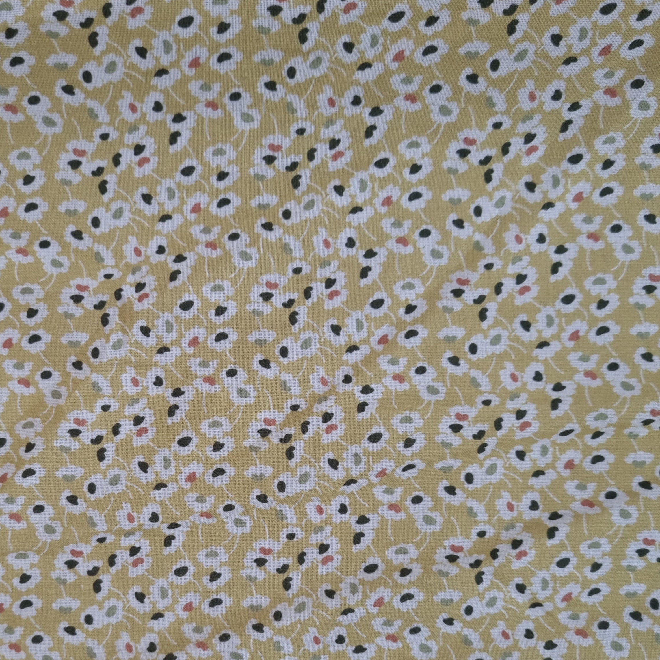 kleine Blüten hellgelb BIO Baumwollpopeline Webstoff Malu Stoffhaus Malu - Stoffhaus