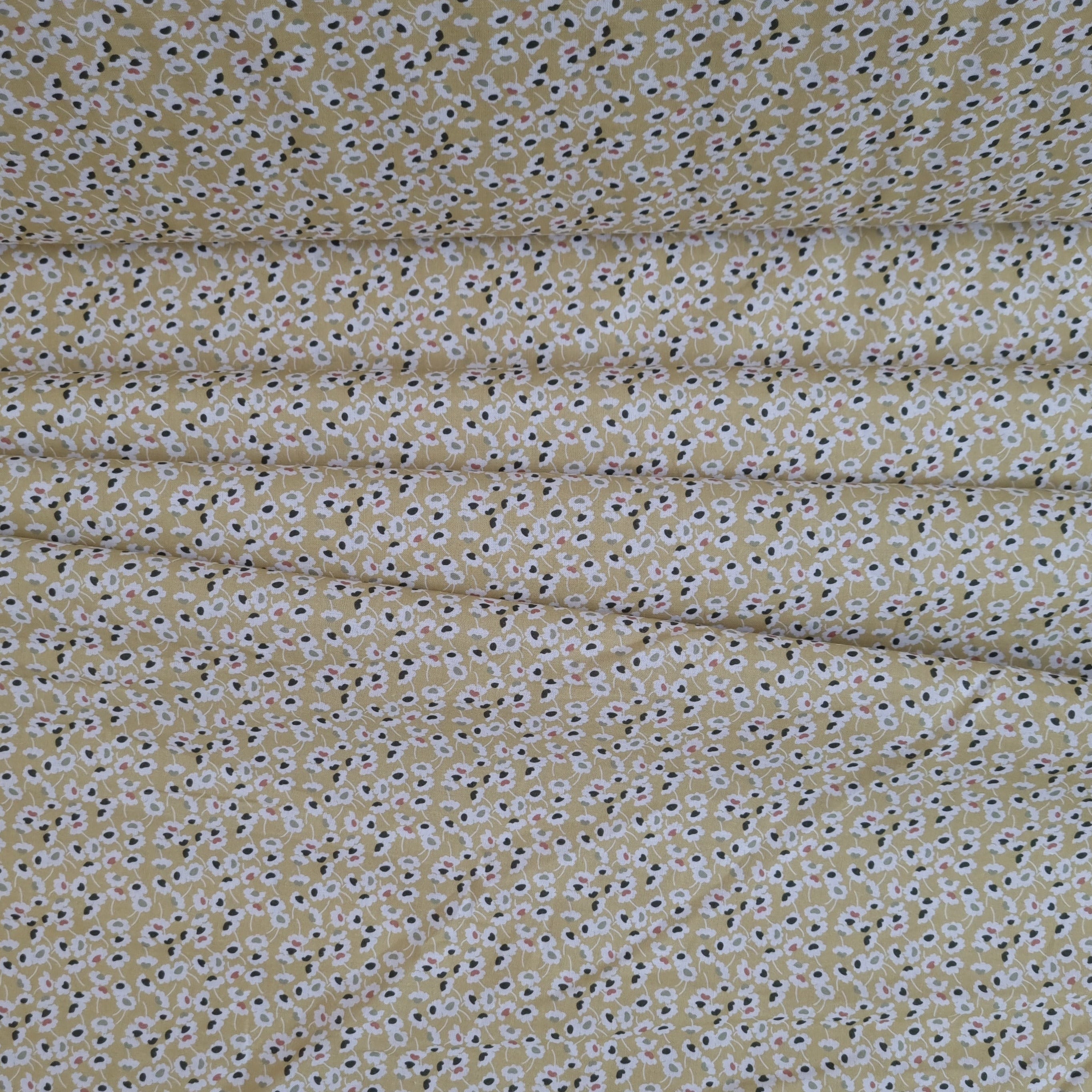kleine Blüten hellgelb BIO Baumwollpopeline Webstoff Malu Stoffhaus Malu - Stoffhaus