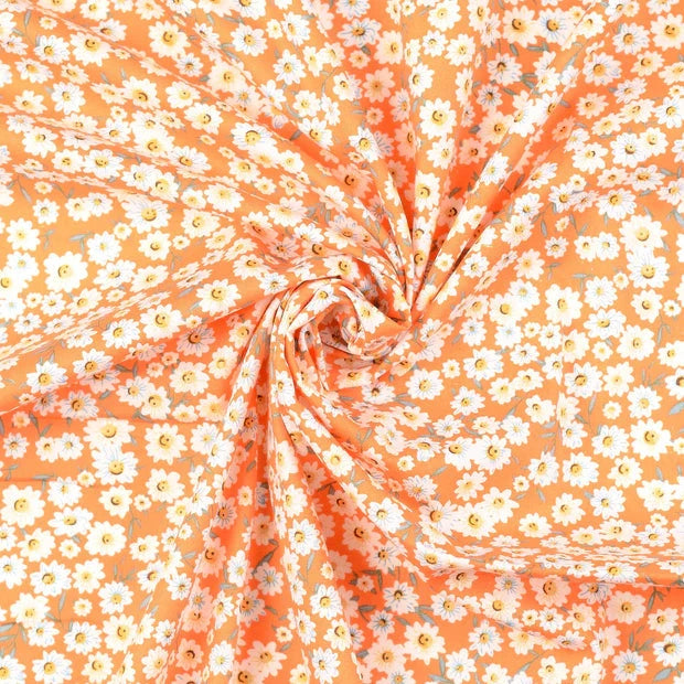 kleine Blüten orange Webstoff Malu Stoffhaus Malu - Stoffhaus