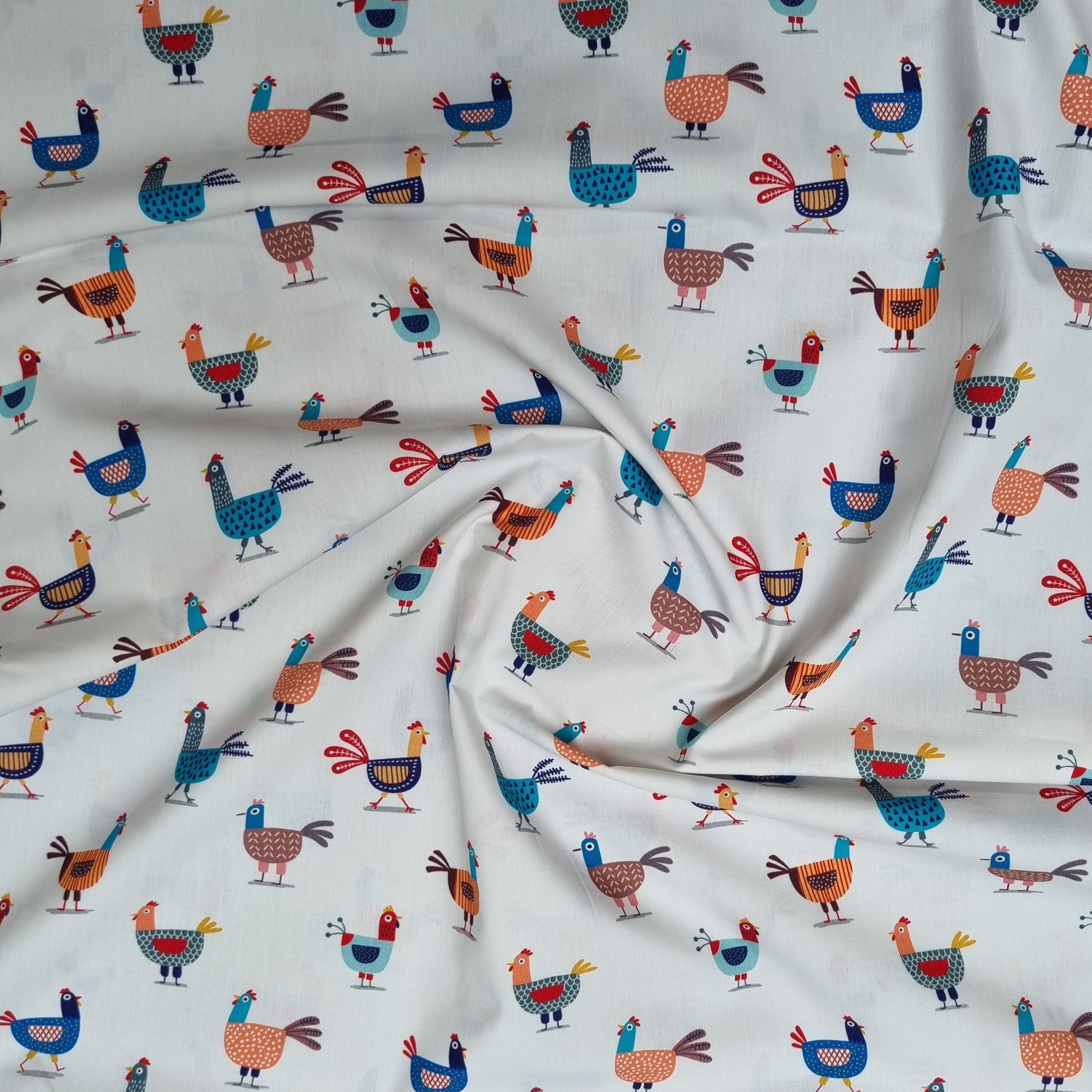 kleine lustige Hühner Baumwollwebstoff Webstoff, neu Malu Stoffhaus Malu - Stoffhaus