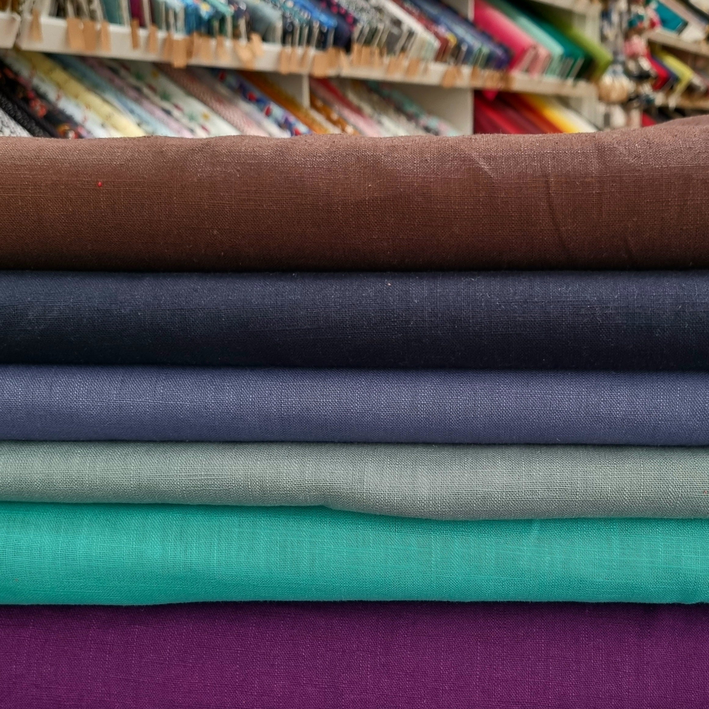 Leinen viele Farben Webstoff, neu Malu Stoffhaus - Nähschule - Atelier lila Malu - Stoffhaus