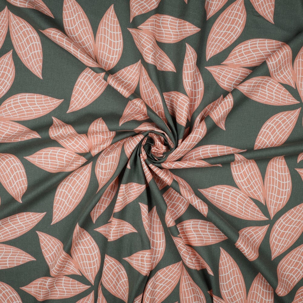 Leinenviskose Blättermuster Webstoff, neu Malu Stoffhaus - Nähschule - Atelier Malu - Stoffhaus