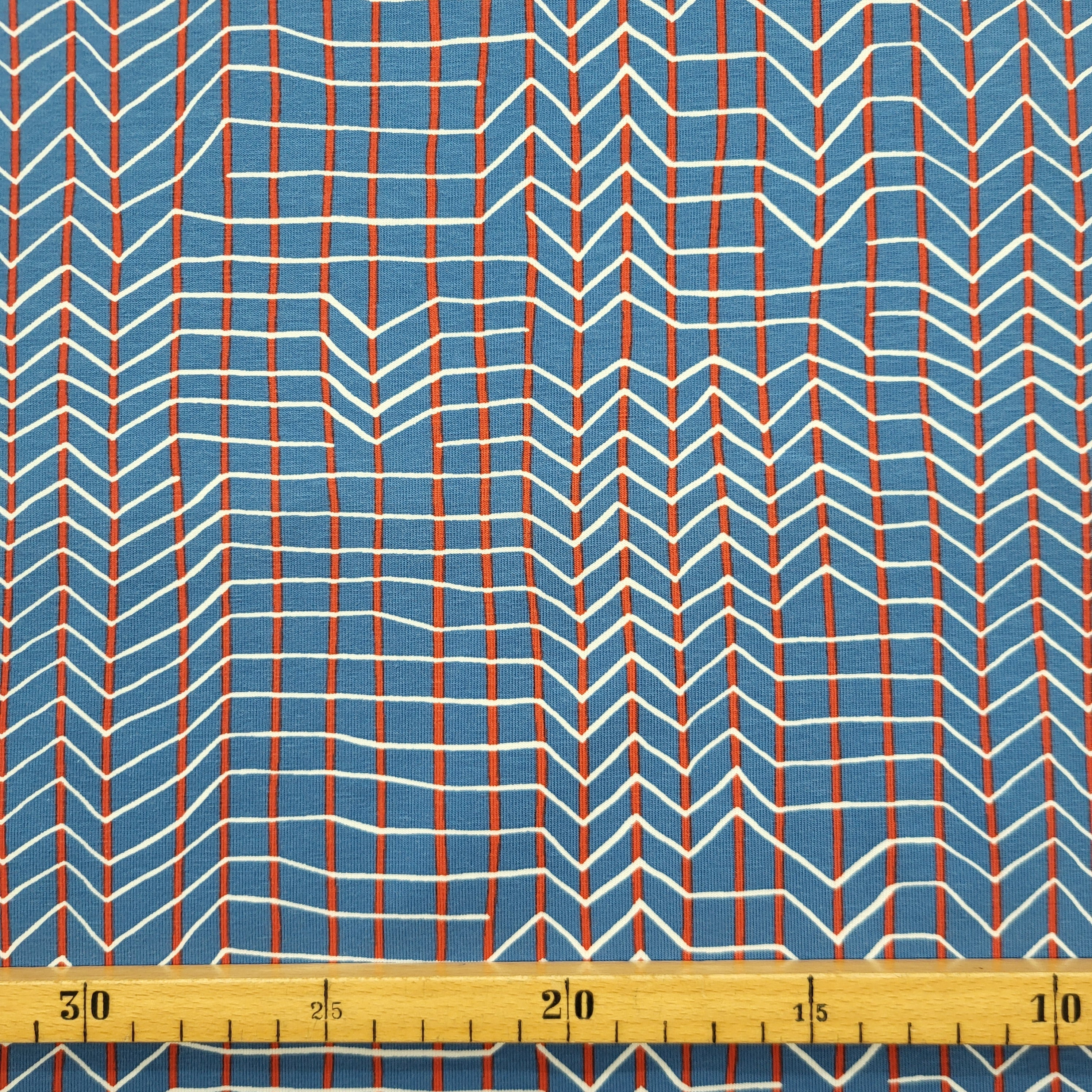 Linien blau/rot/weiß Jersey Malu Stoffhaus Malu - Stoffhaus