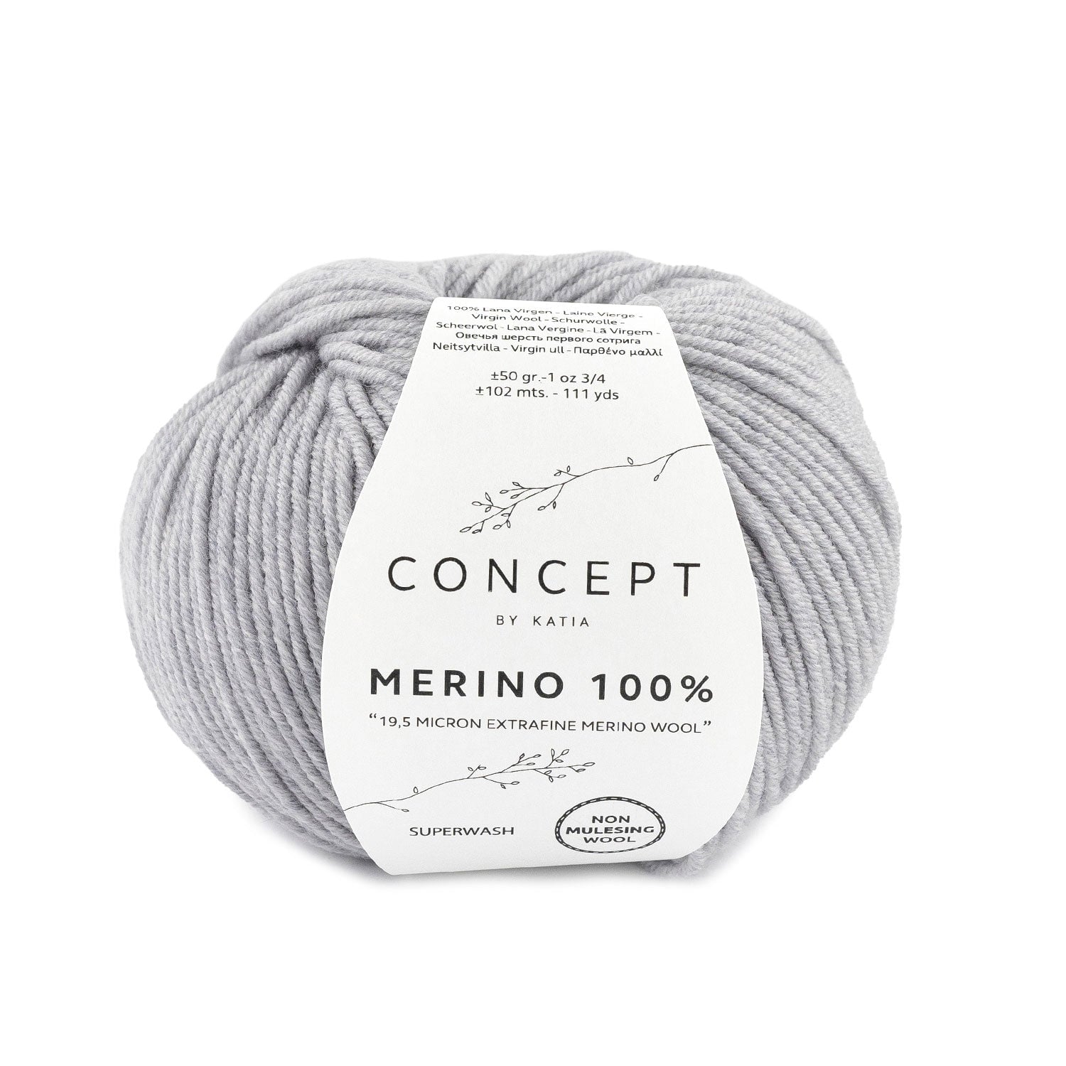 MERINO 100% Schurwolle Wolle Katia hellgrau 505 Malu - Stoffhaus