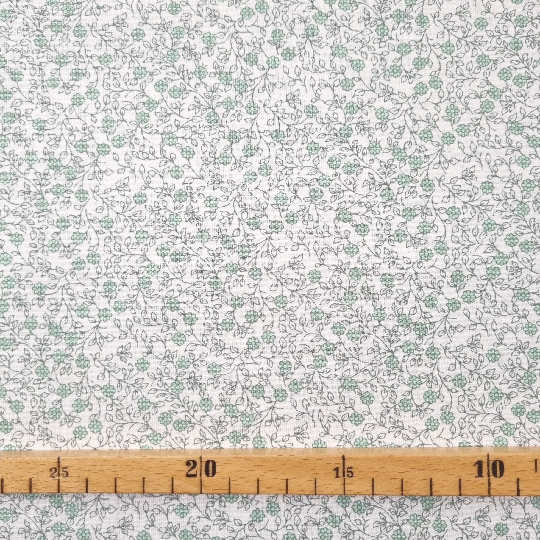 Mini Blumendruck auf Popeline weiß/mint Webstoff Malu Stoffhaus Malu - Stoffhaus