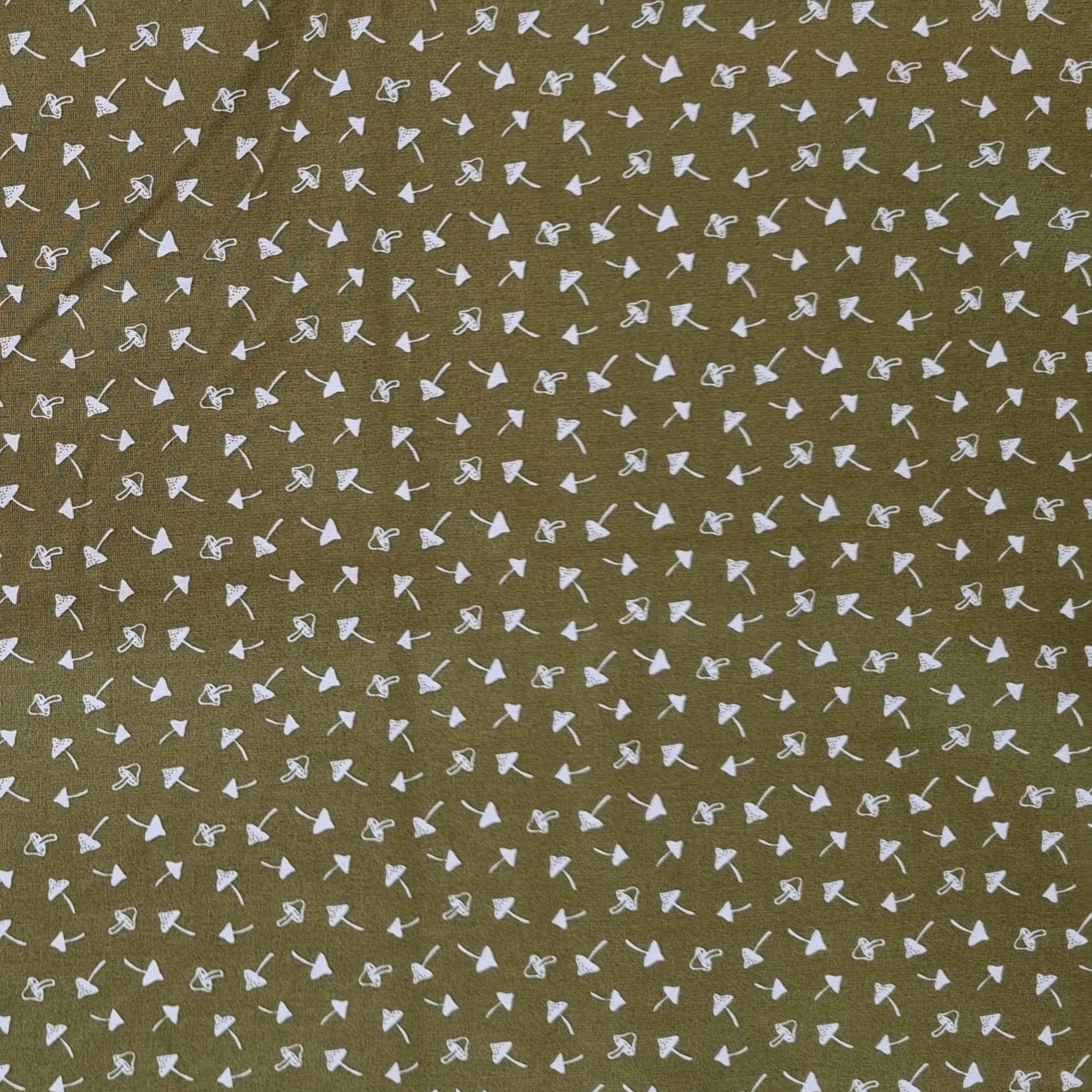 Minimuster olivgrün/weiß Webstoff Malu Stoffhaus Pilze Malu - Stoffhaus