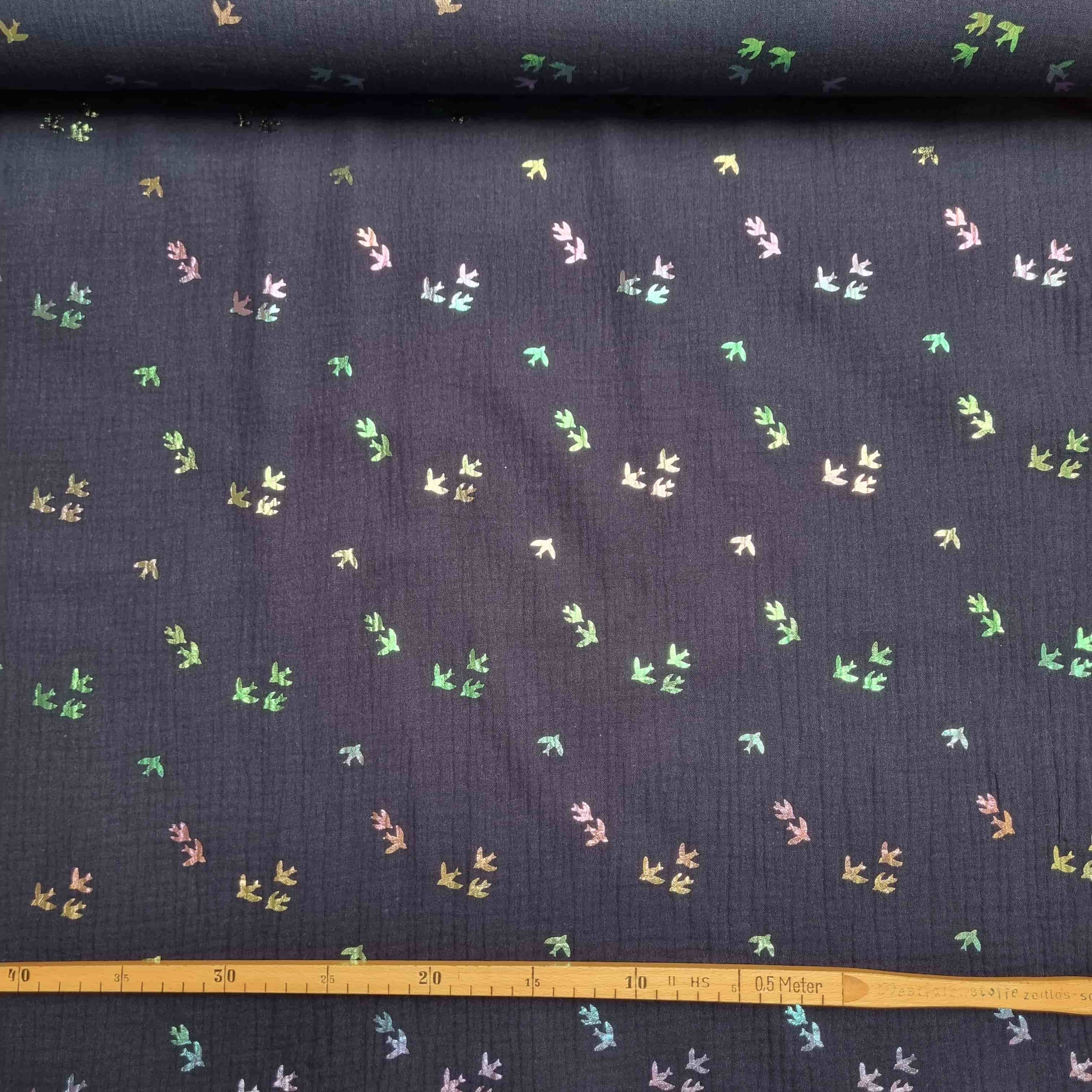 Musselin mit Regenbogenvögeln Musselin, neu Malu Stoffhaus - Nähschule - Atelier Malu - Stoffhaus