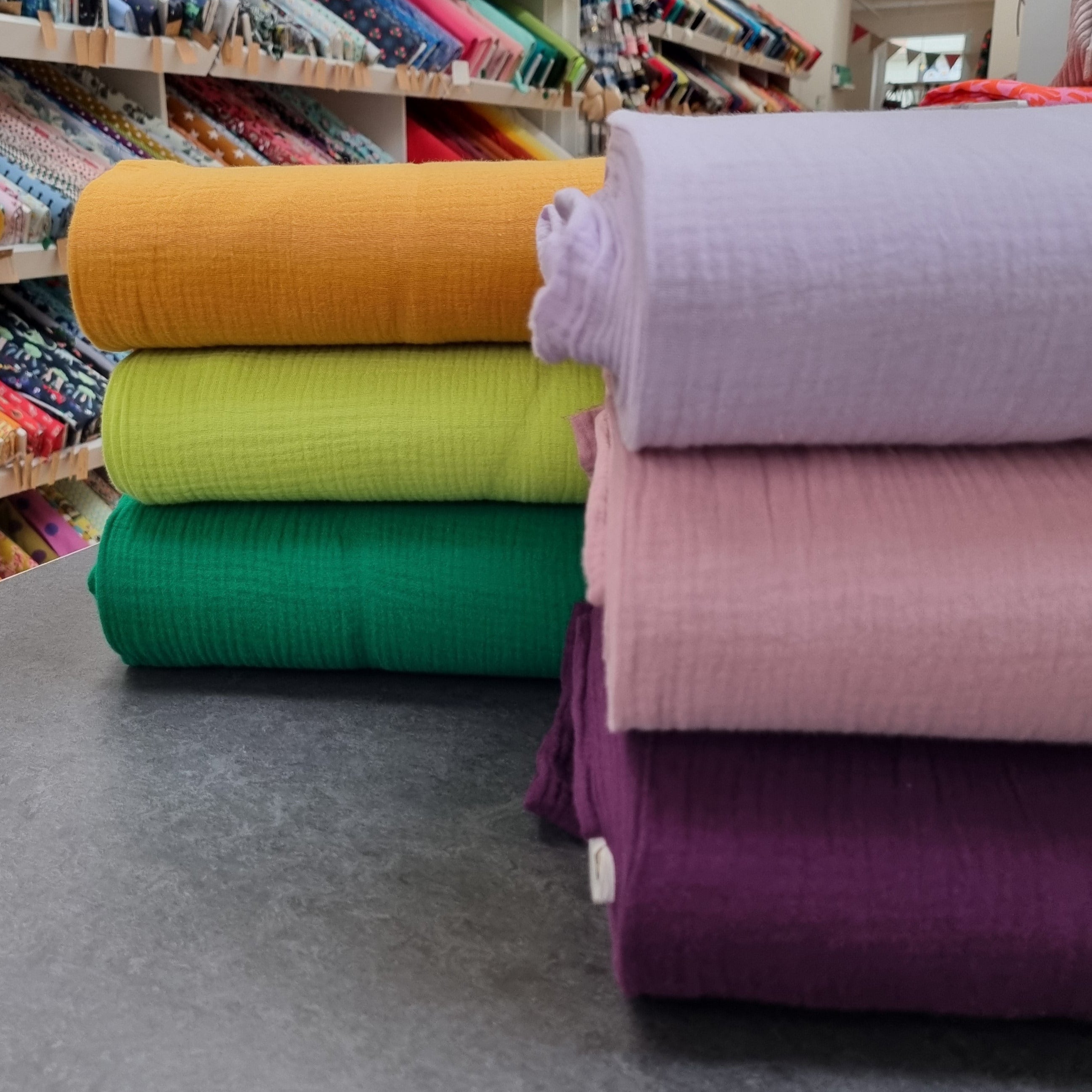 Musselin uni viele Farben Musselin, neu Malu Stoffhaus - Nähschule - Atelier Malu - Stoffhaus