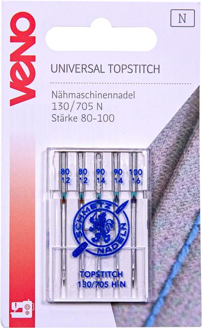 Nähmaschinennadeln 130/705 N 80-100 Topstitch VENO Malu - Stoffhaus