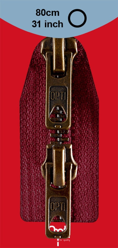 Opti dunkelrot zwei Wege Metallreißverschluß 750 Reißverschlüsse Opti Malu - Stoffhaus