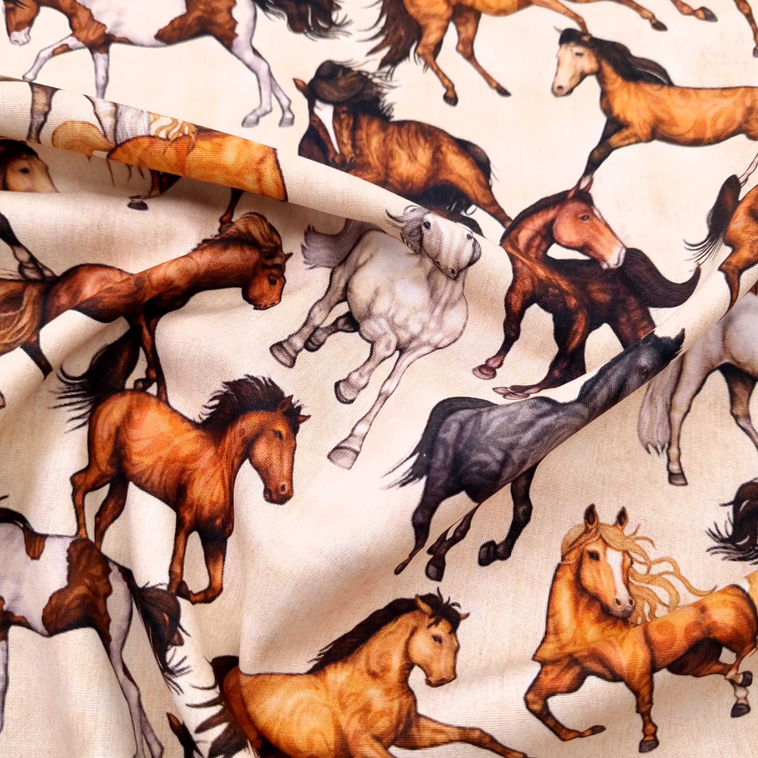 Pferde Baumwolldruck Webstoff Swafing Malu - Stoffhaus
