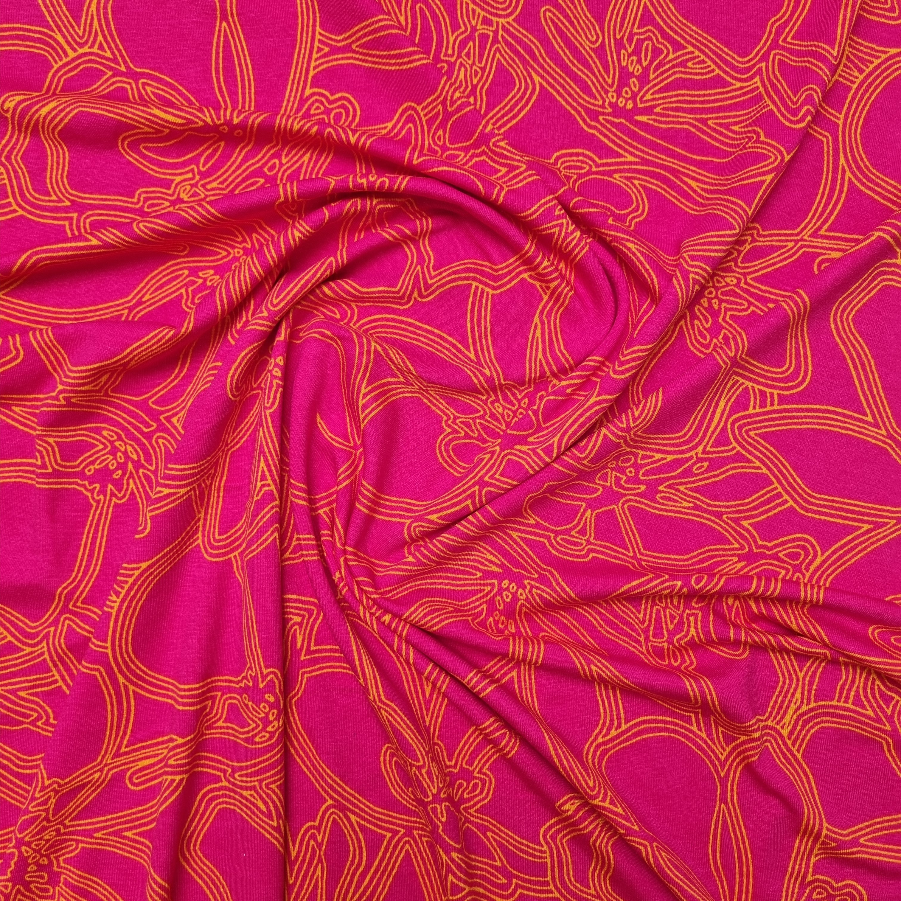 pink/orange Viskosejersey gemustert Viskosejersey, neu Malu Stoffhaus Malu - Stoffhaus