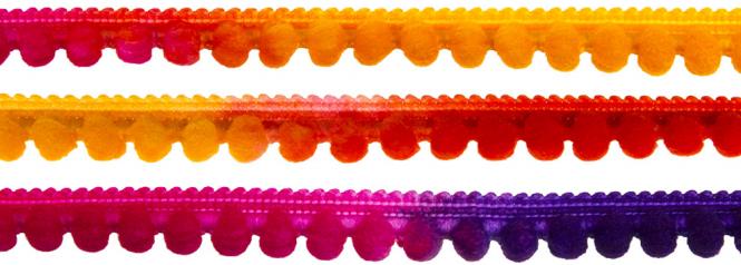 Pomponborte multicolor zwei Farben Einlage Veno rot/orange Malu - Stoffhaus