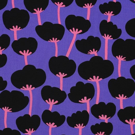 Poppies Viskosedruck purple Viskosewebstoff, neu Malu Stoffhaus Malu - Stoffhaus