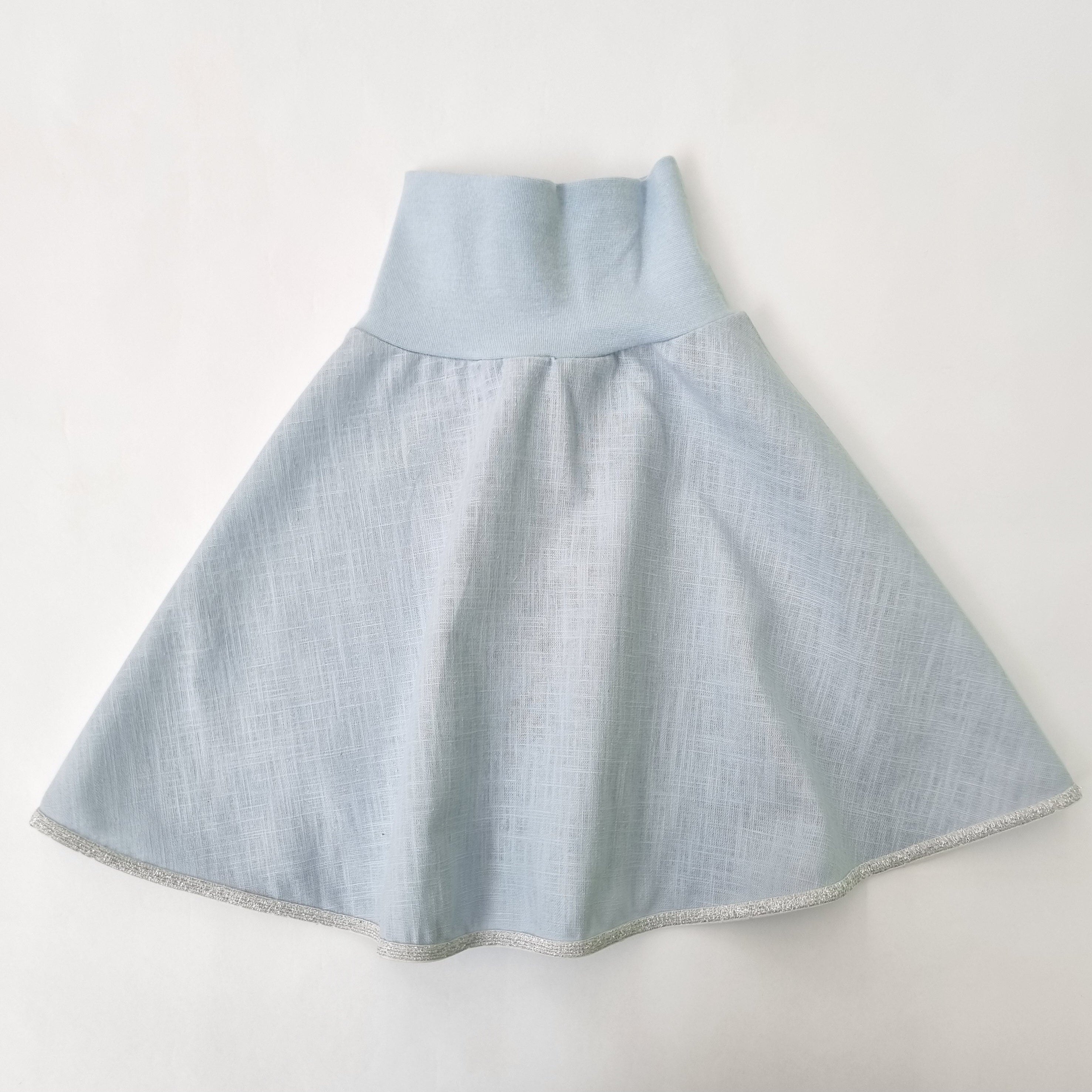 Pünktchenschwinger Leinen hellblau Rock Ferienkinder Malu - Stoffhaus